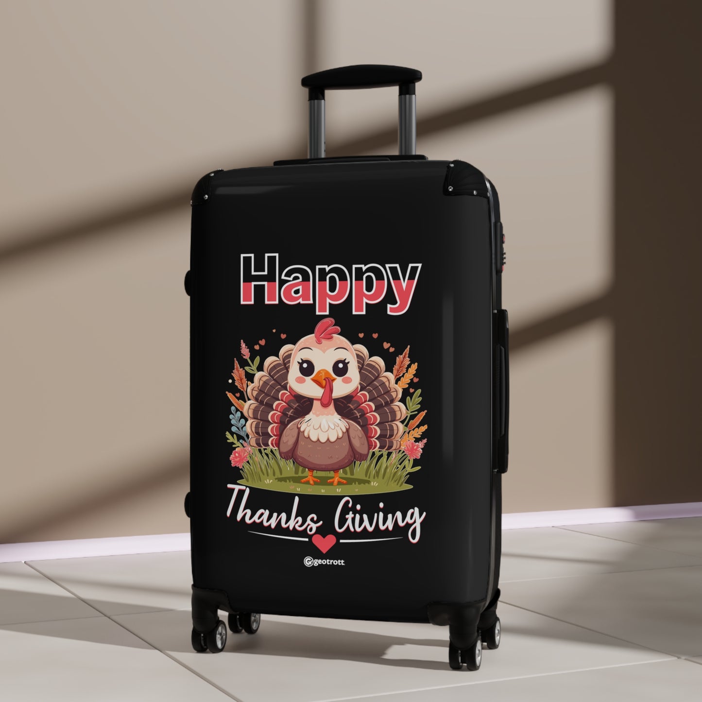 Happy Thanksgiving Cute Turkey Thanksgiving Season Luggage Bag Rolling Suitcase Spinner