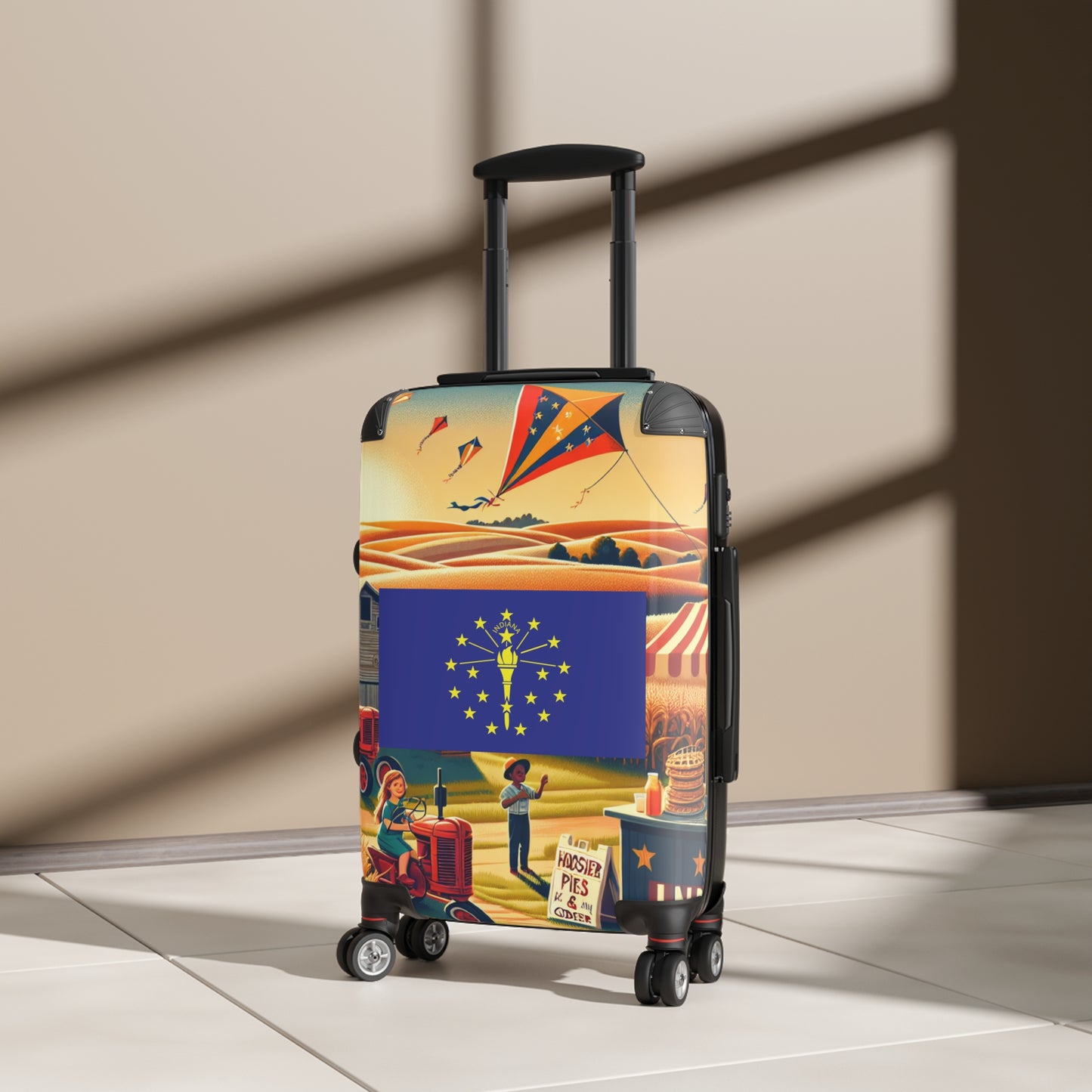 Indiana Usa State Flags Luggage Bag Rolling Suitcase Spinner