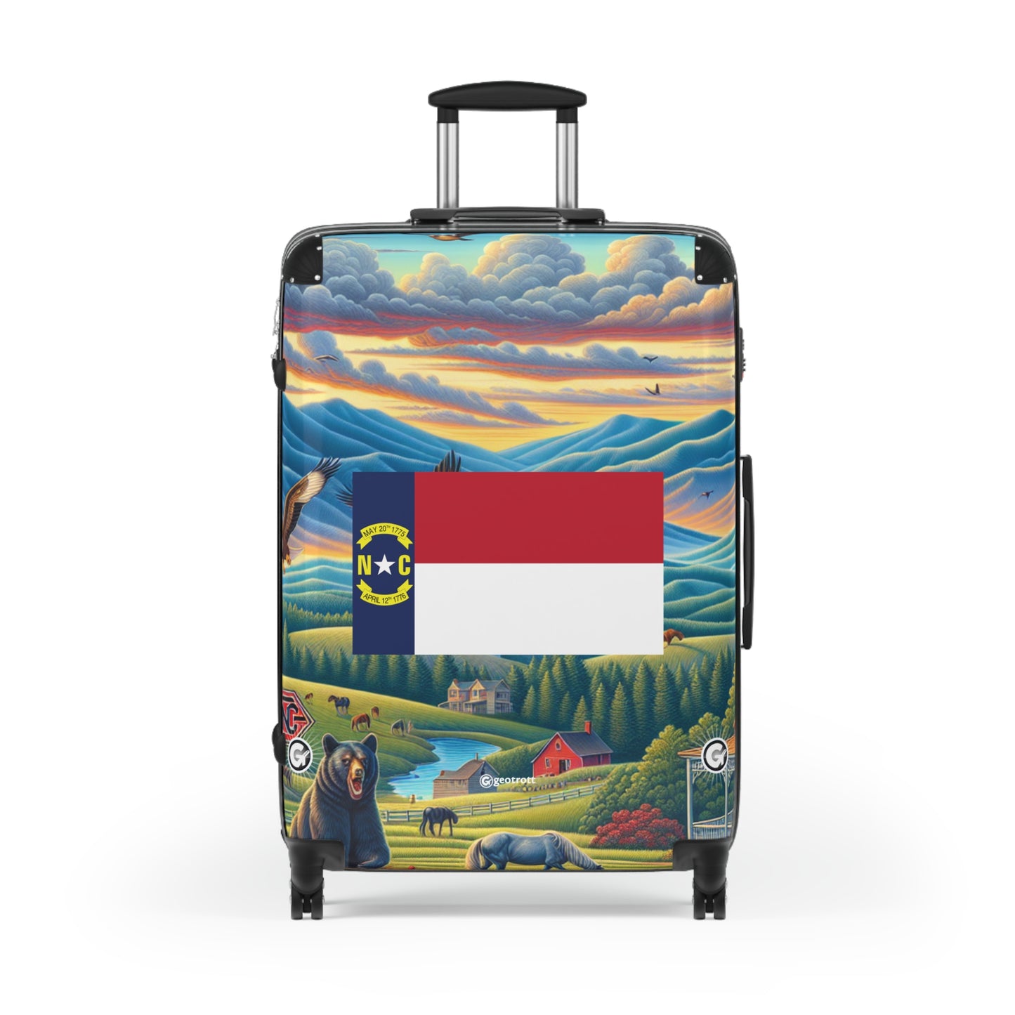North Carolina Usa State Flags Luggage Bag Rolling Suitcase Spinner