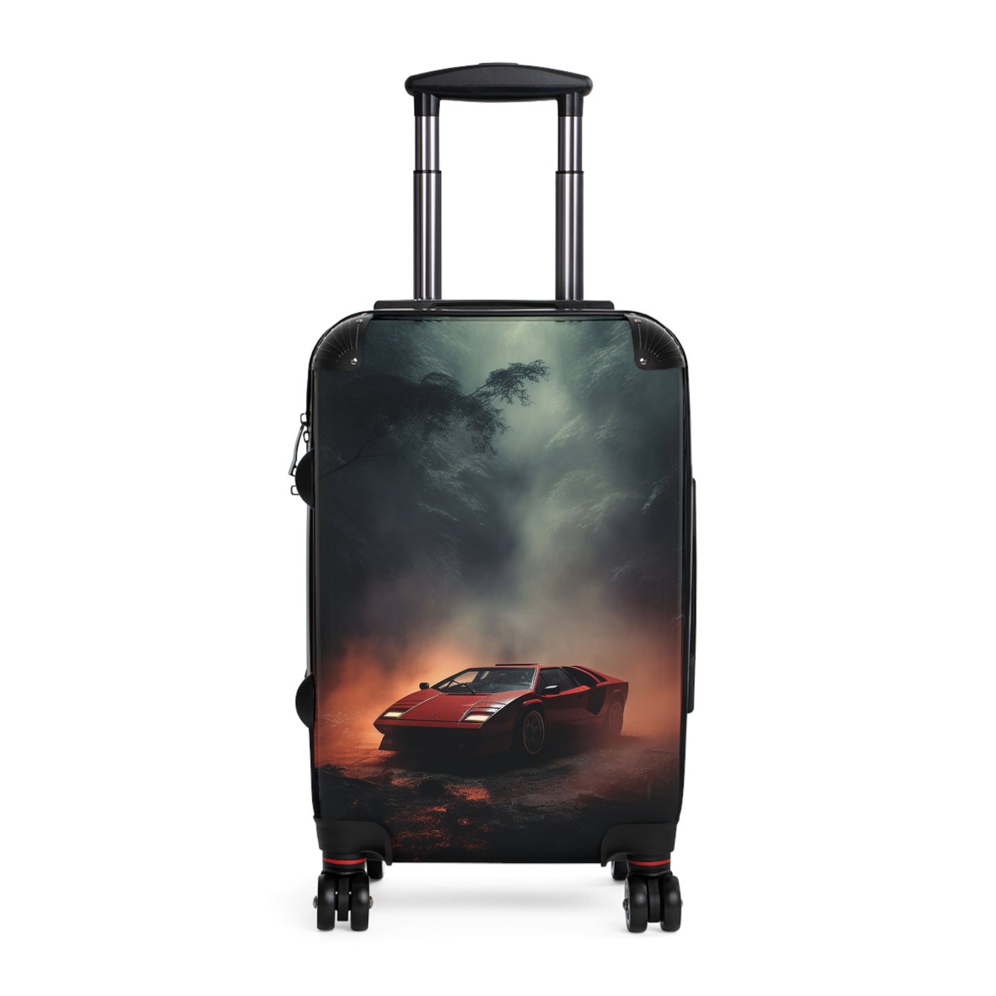 Midnight Mirage: Lamborghini Countach in Misty Forest, Ethereal Automotive Fantasy Art