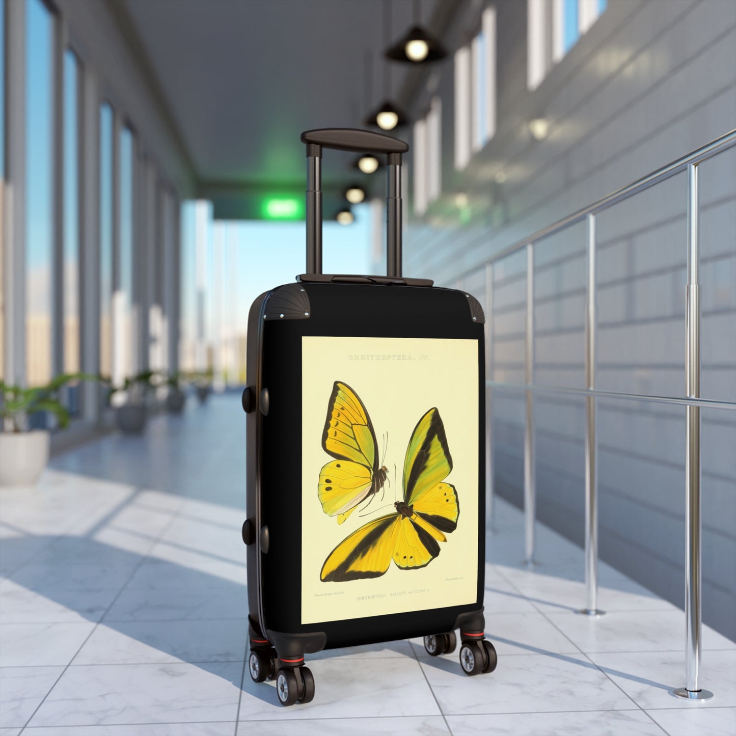 Yellow Butterfly Ornithoptera Goliath var Titan Black Cabin Suitcase