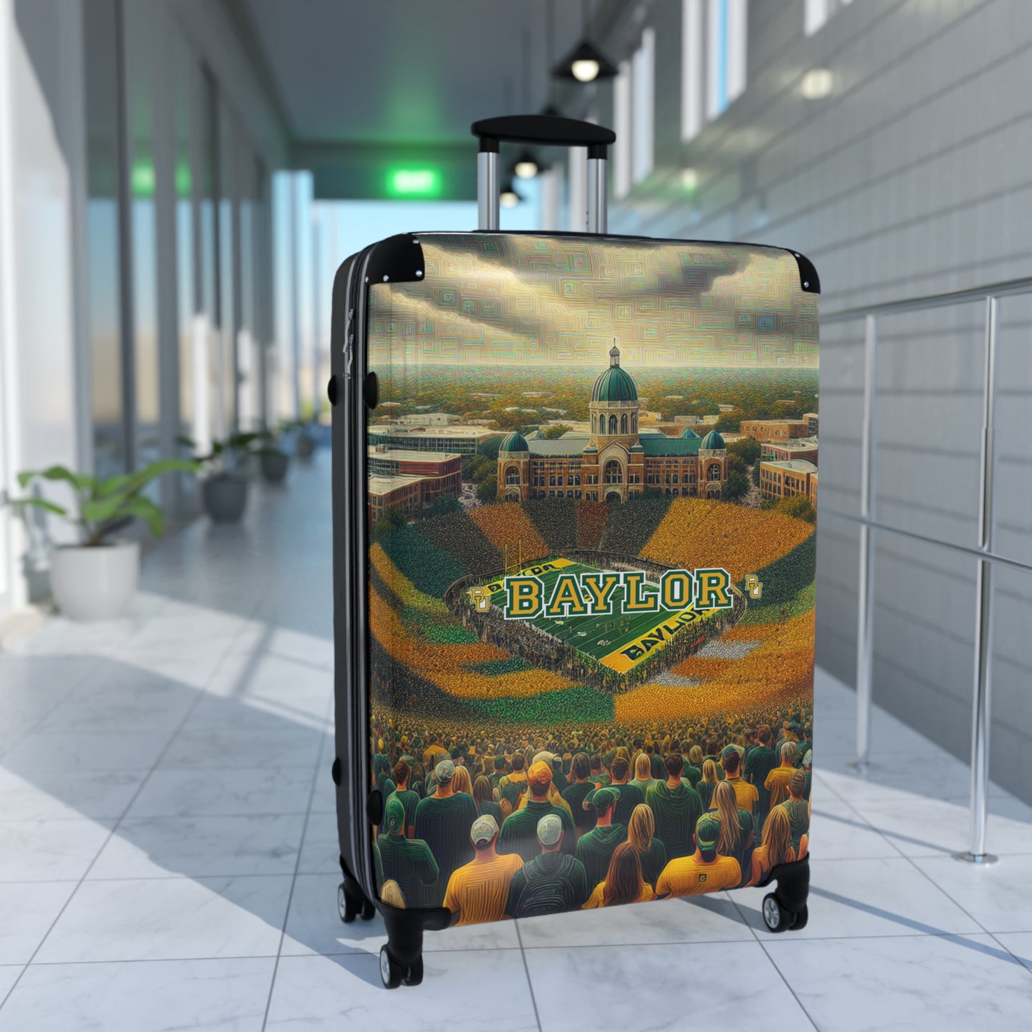 University Baylor Bears College Football Team Luggage Bag Rolling Suitcase Spinner