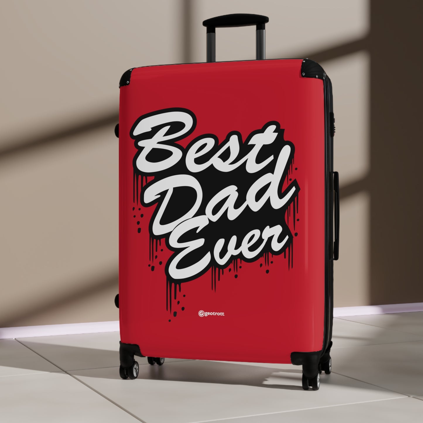 Best Dad Ever Red Emotive Inspirational Fathers Day Luggage Bag Rolling Suitcase Spinner