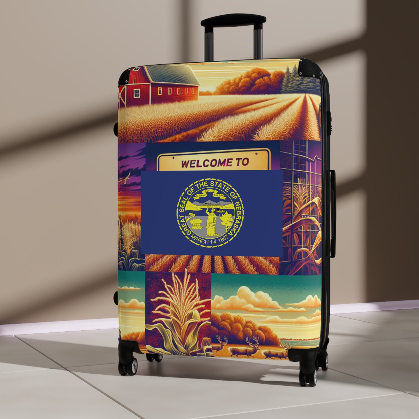 Nebraska Usa State Flags Luggage Bag Rolling Suitcase Spinner