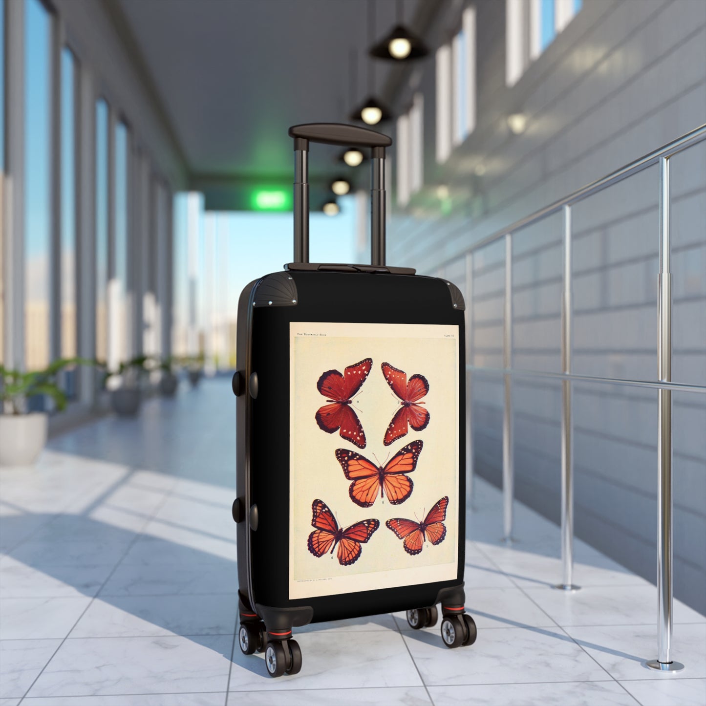 The Butterfly Book Butterflies Macrolepidopteran Rhopalocera Red Lepidoptera Black Cabin Suitcase Rolling Luggage
