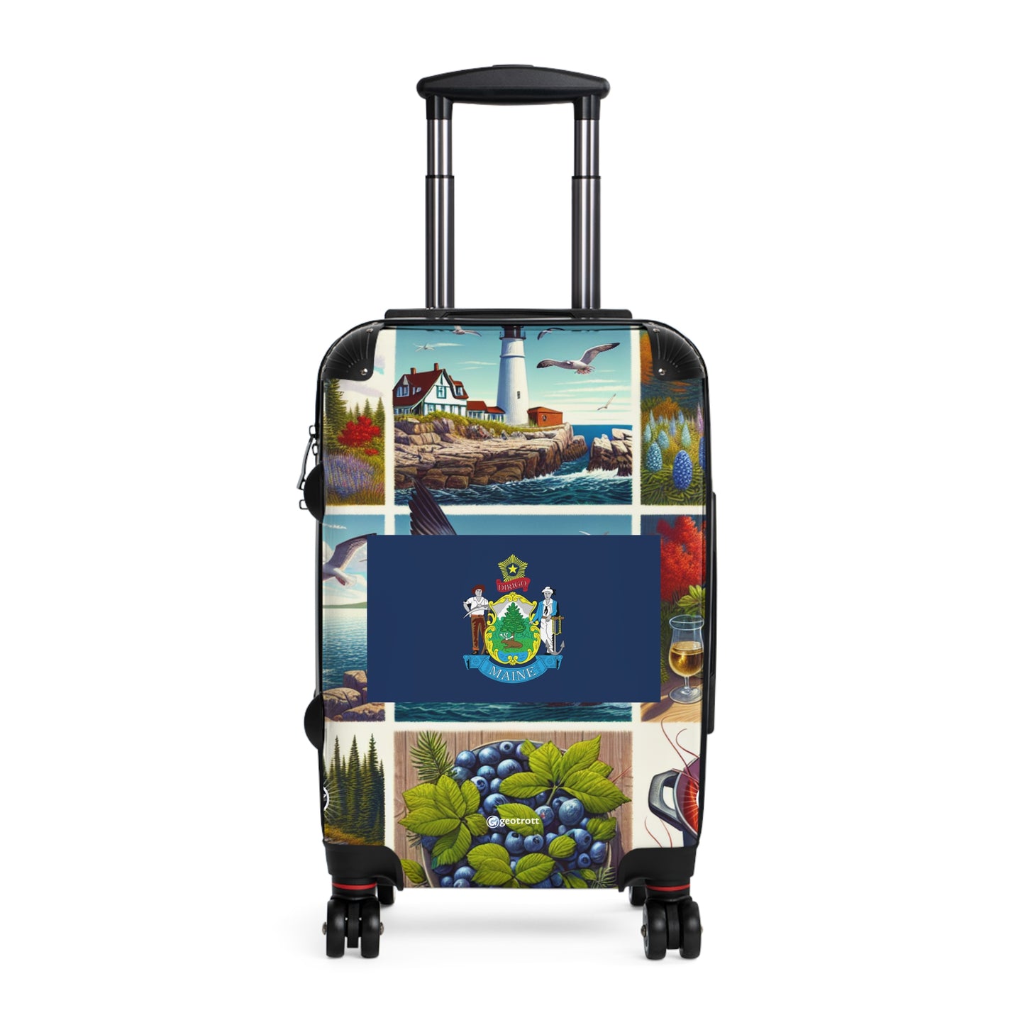 Maine Usa State Flags Luggage Bag Rolling Suitcase Spinner