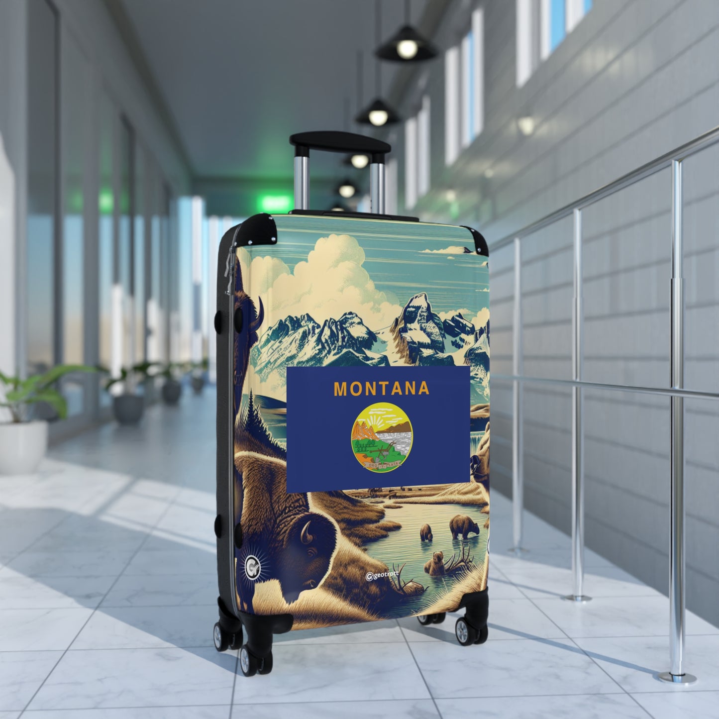 Montana Usa State Flags Luggage Bag Rolling Suitcase Spinner