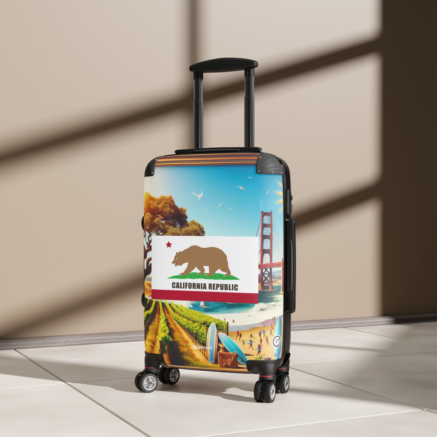 California Usa State Flags Luggage Bag Rolling Suitcase Spinner