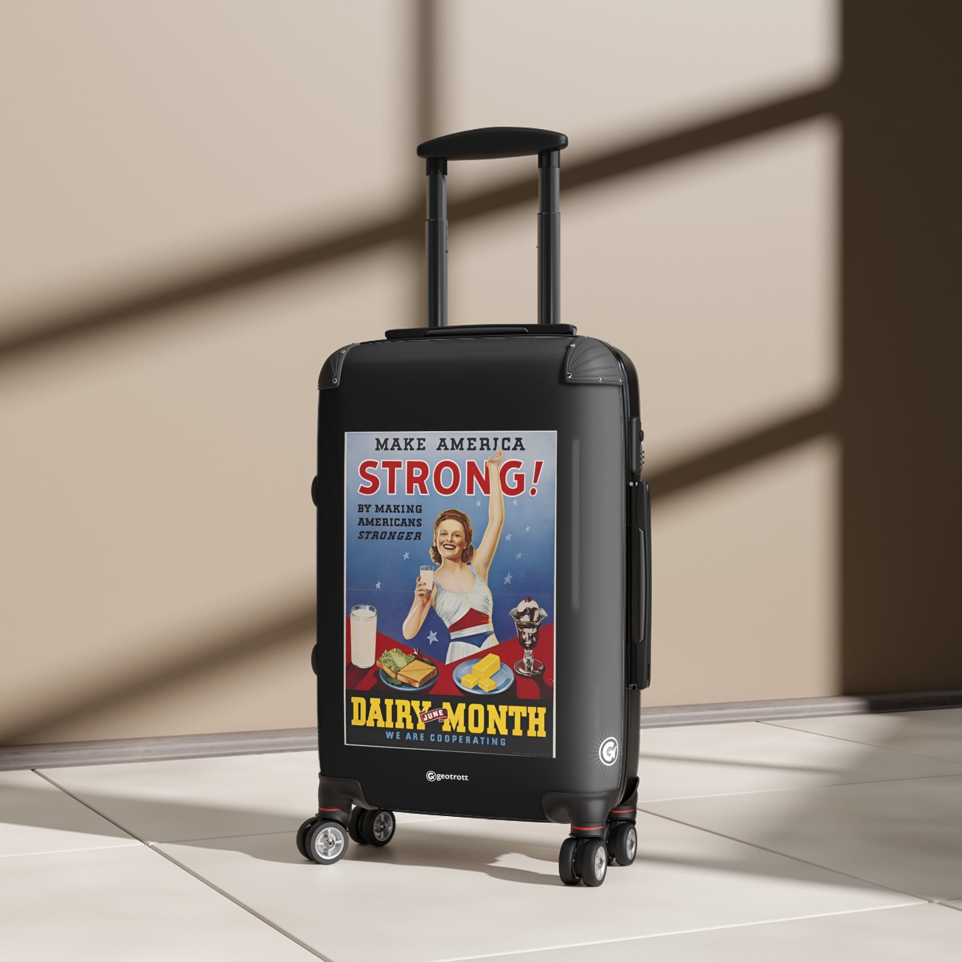 National Dairy Council Make America Strong! By Making Americans Stronger Vintage Posters Retro Ad Luggage Bag Rolling Suitcase Spinner