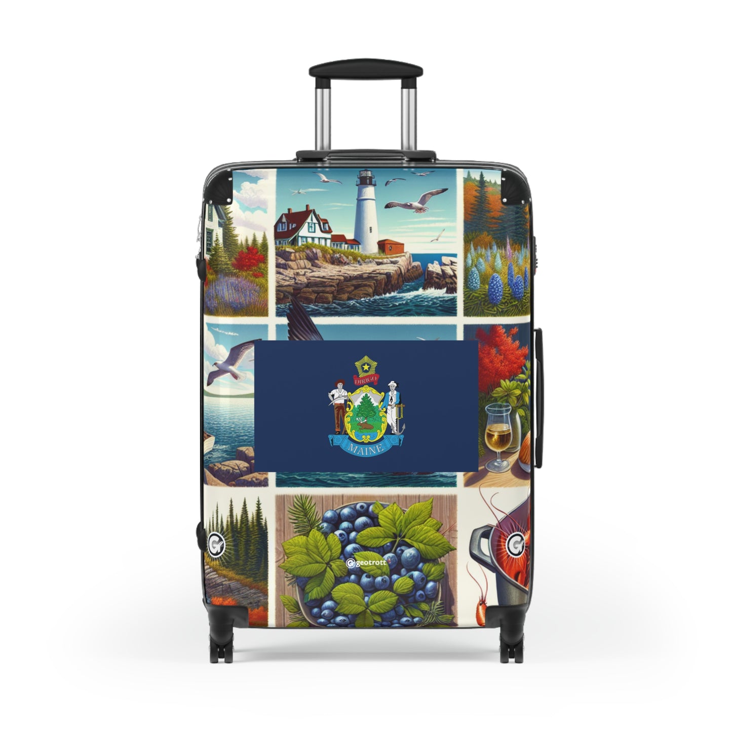Maine Usa State Flags Luggage Bag Rolling Suitcase Spinner