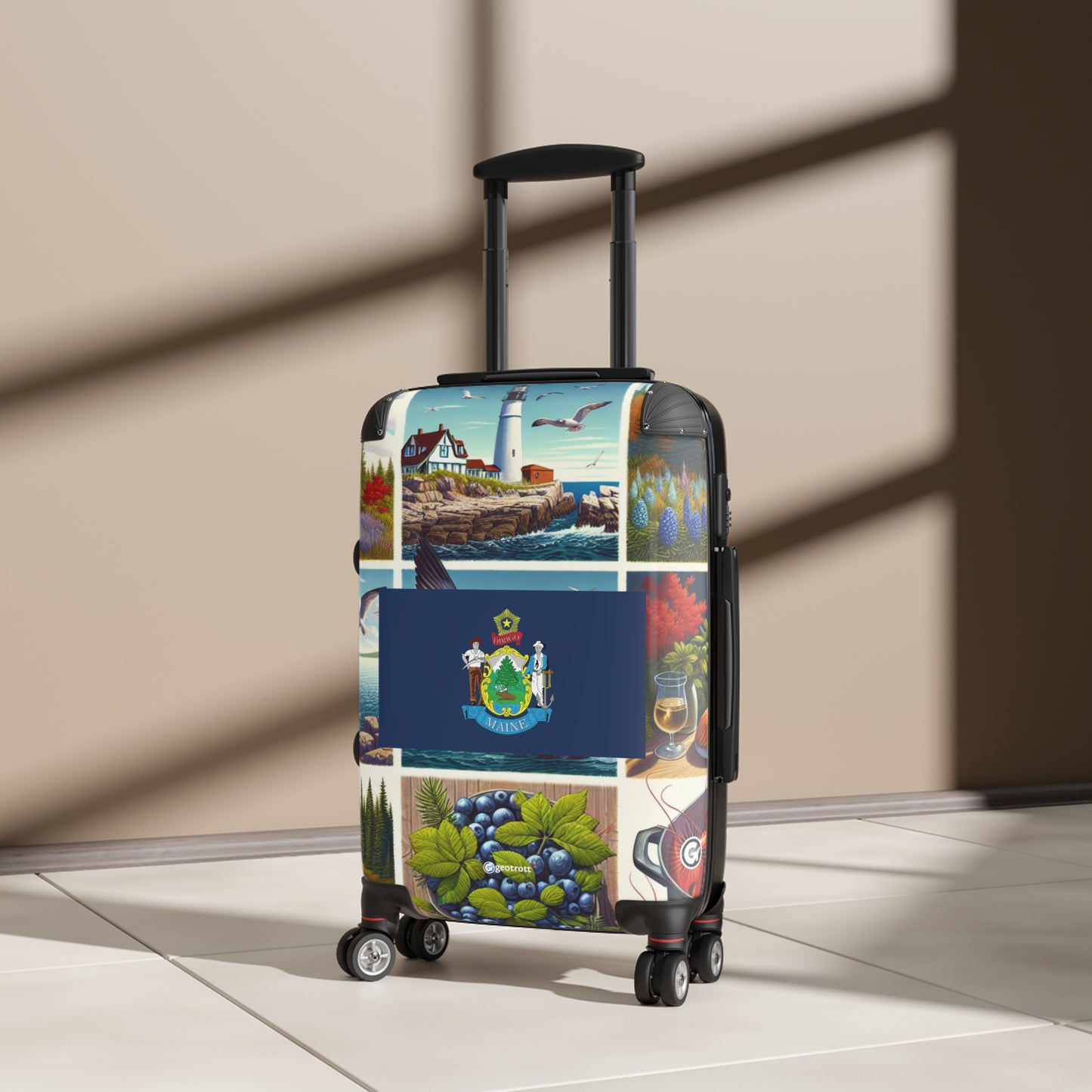 Maine Usa State Flags Luggage Bag Rolling Suitcase Spinner