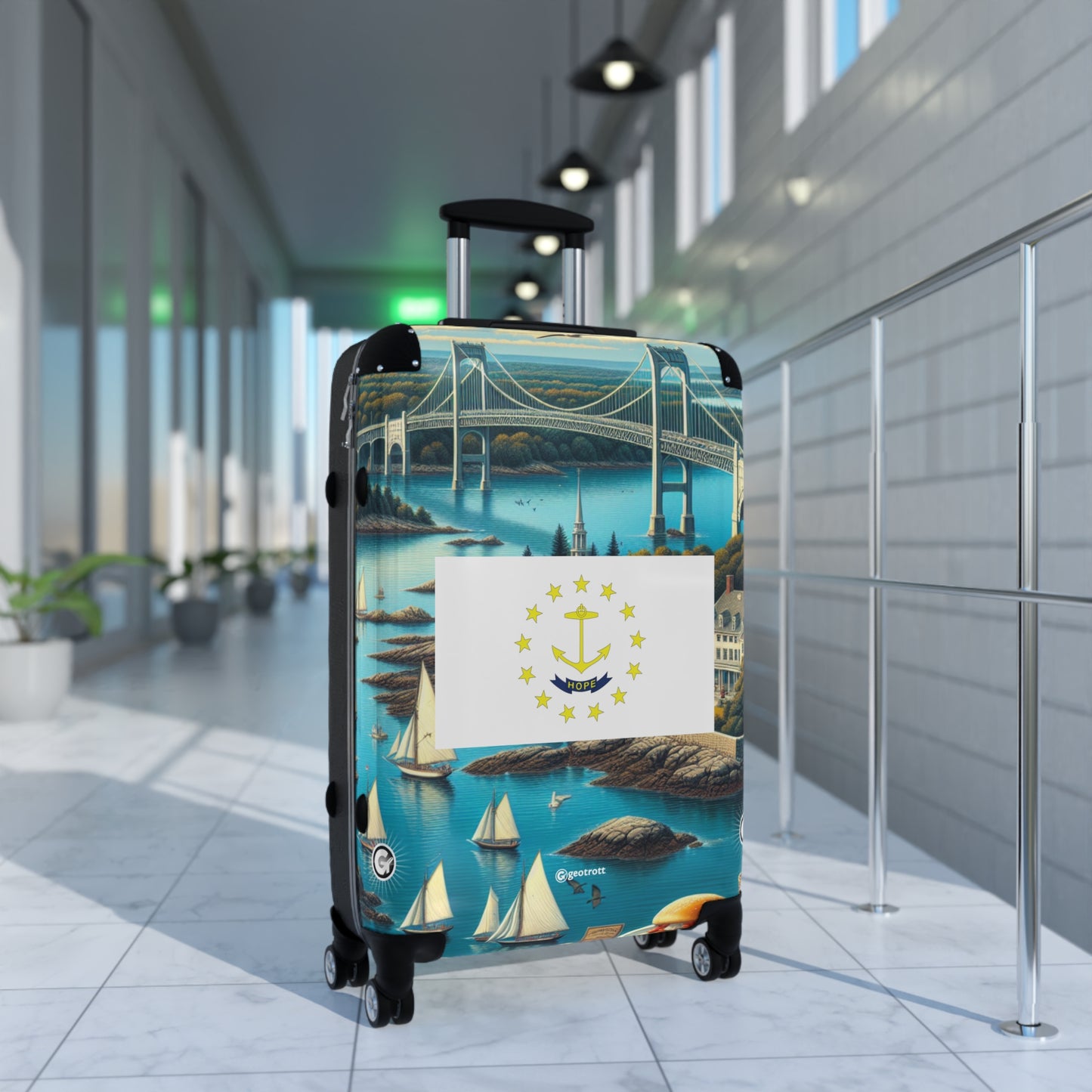 Rhode Island USA STATE FLAGS Luggage Bag Rolling Suitcase Spinner
