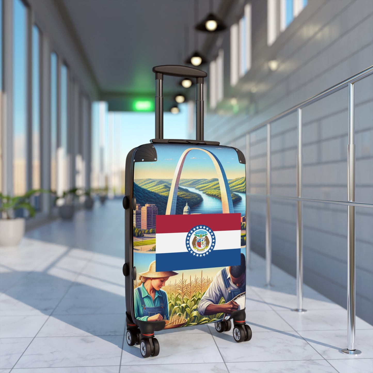 Missouri Usa State Flags Luggage Bag Rolling Suitcase Spinner