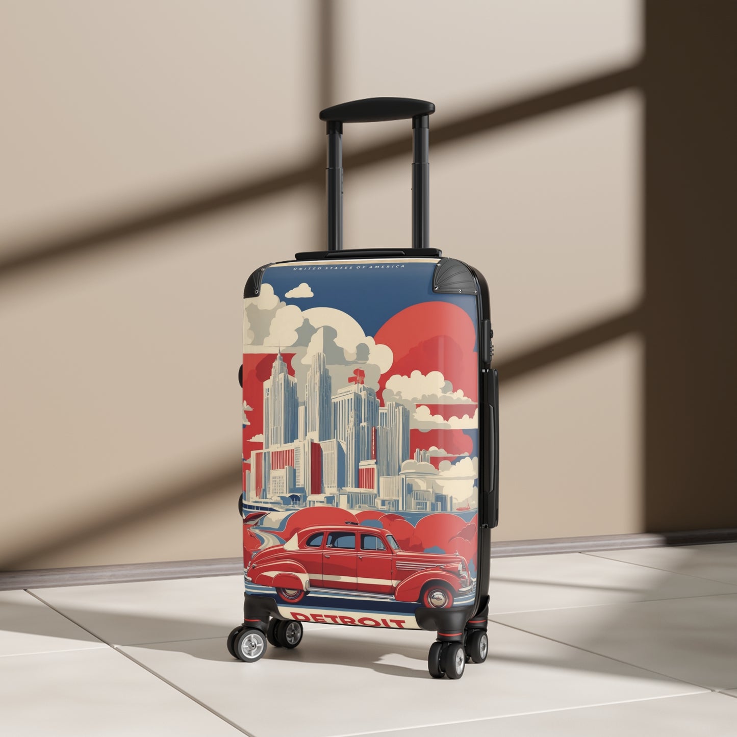 Detroit Dreaming: Vintage Travel Poster Art, Classic Car And Skyline Americana Vintage Travel Poster