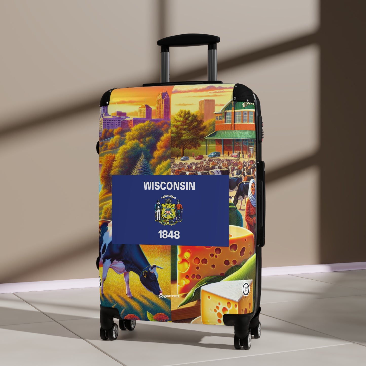 Wisconsin USA STATE FLAGS Luggage Bag Rolling Suitcase Spinner
