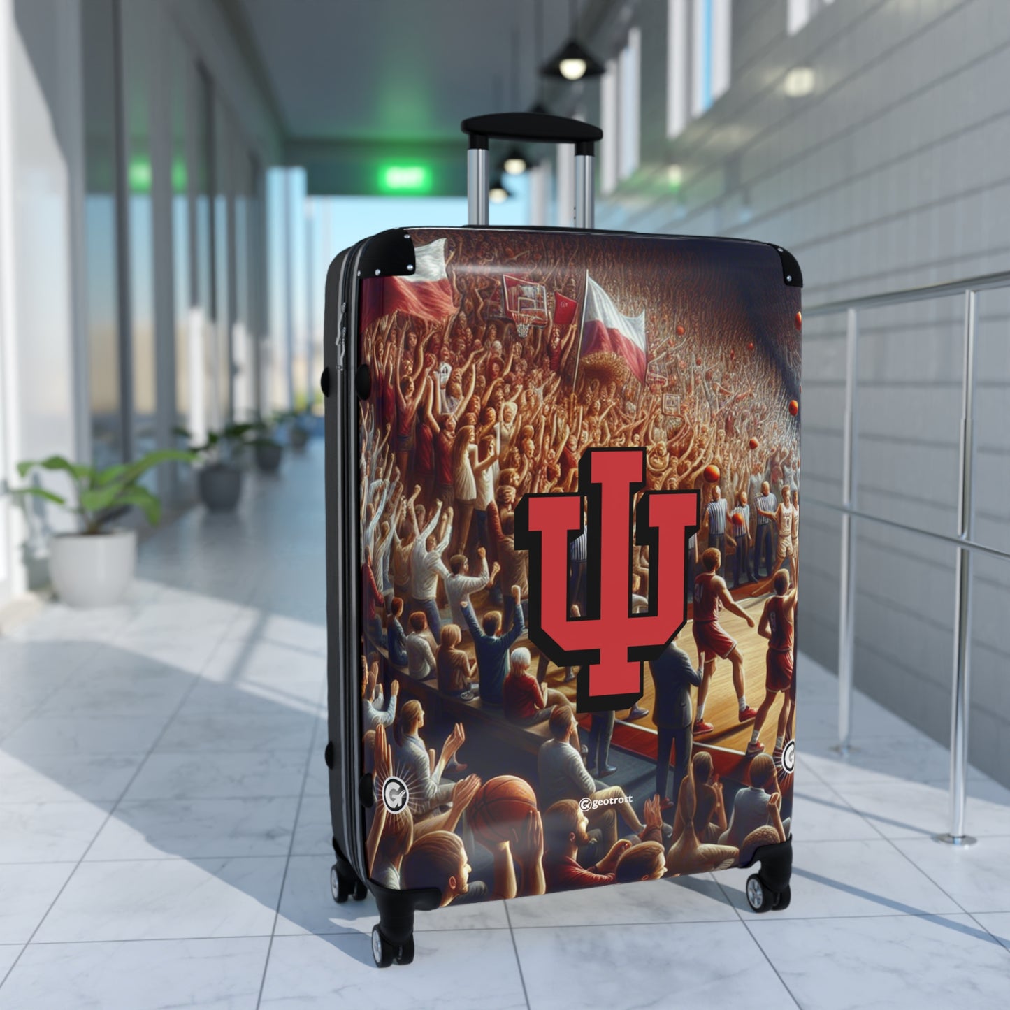 Indiana University Hoosiers Men'S Basketball College Team Luggage Bag Rolling Suitcase Spinner