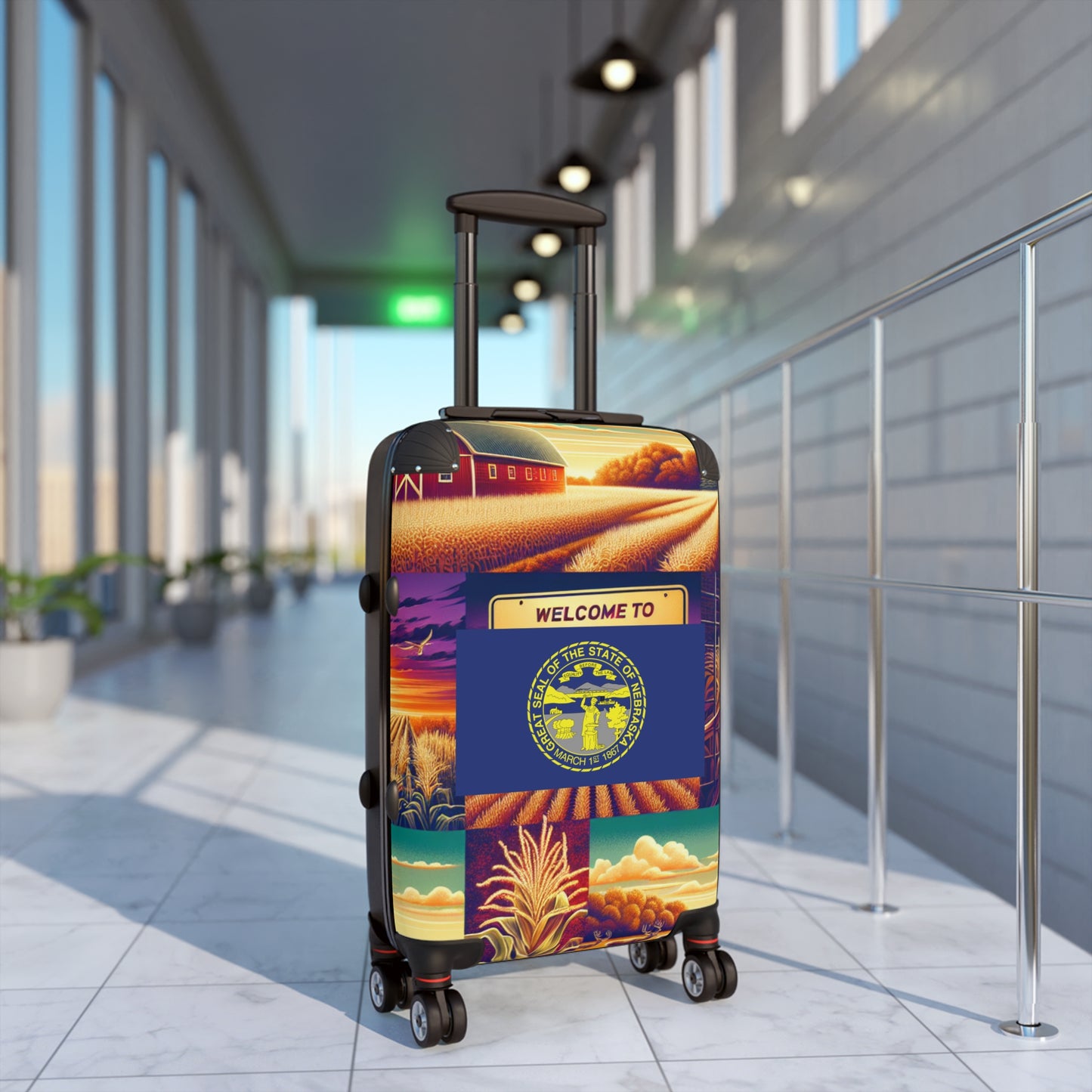 Nebraska Usa State Flags Luggage Bag Rolling Suitcase Spinner