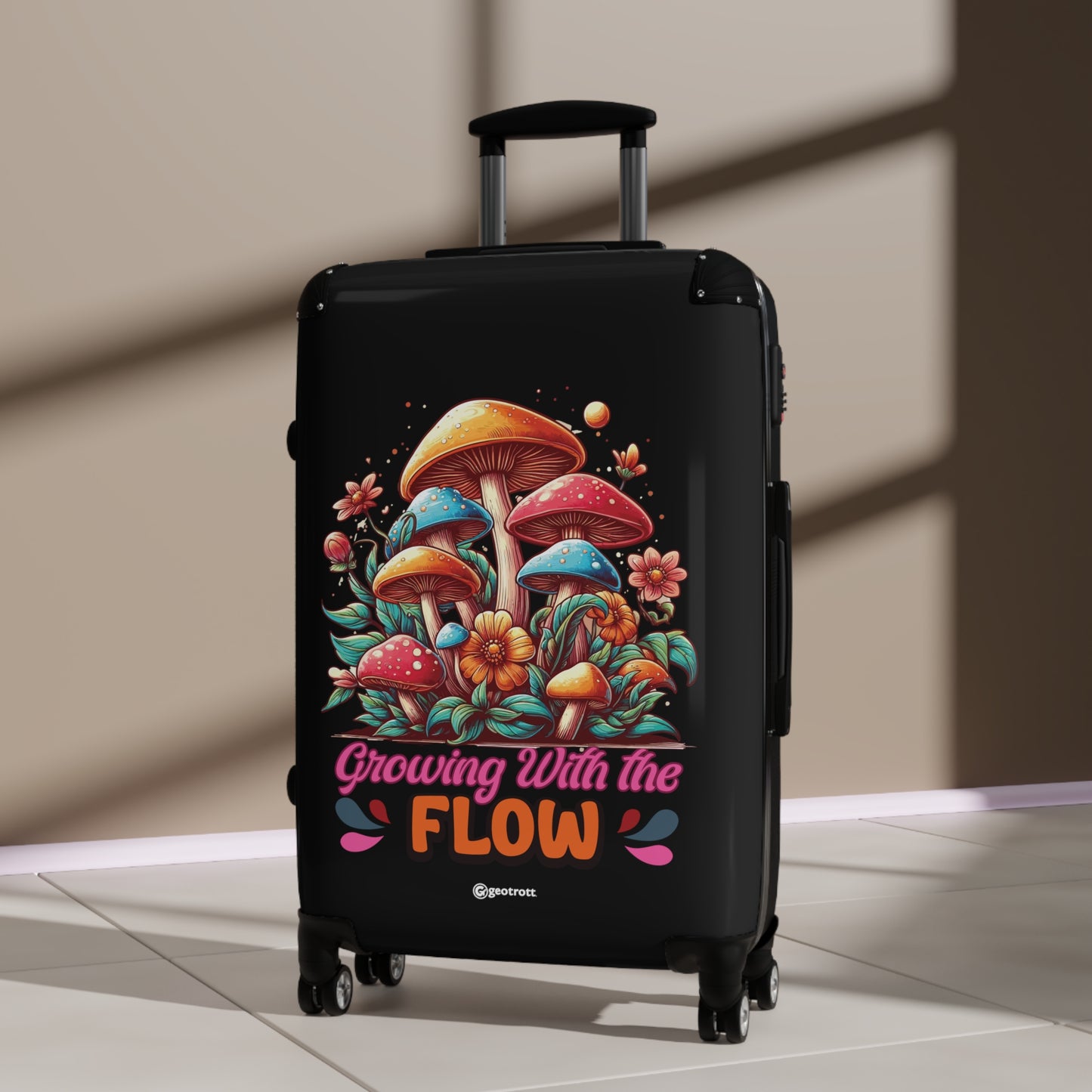 Mushrooms Chroom Funny Inspirational Luggage Bag Rolling Suitcase Spinner