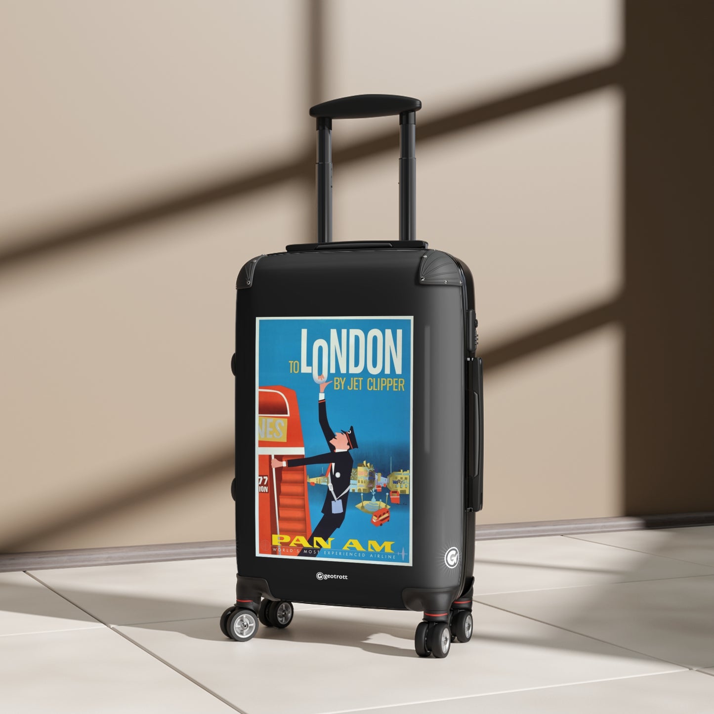 Pan Am To London By Jet Clipper Vintage Posters Retro Ad Luggage Bag Rolling Suitcase Spinner