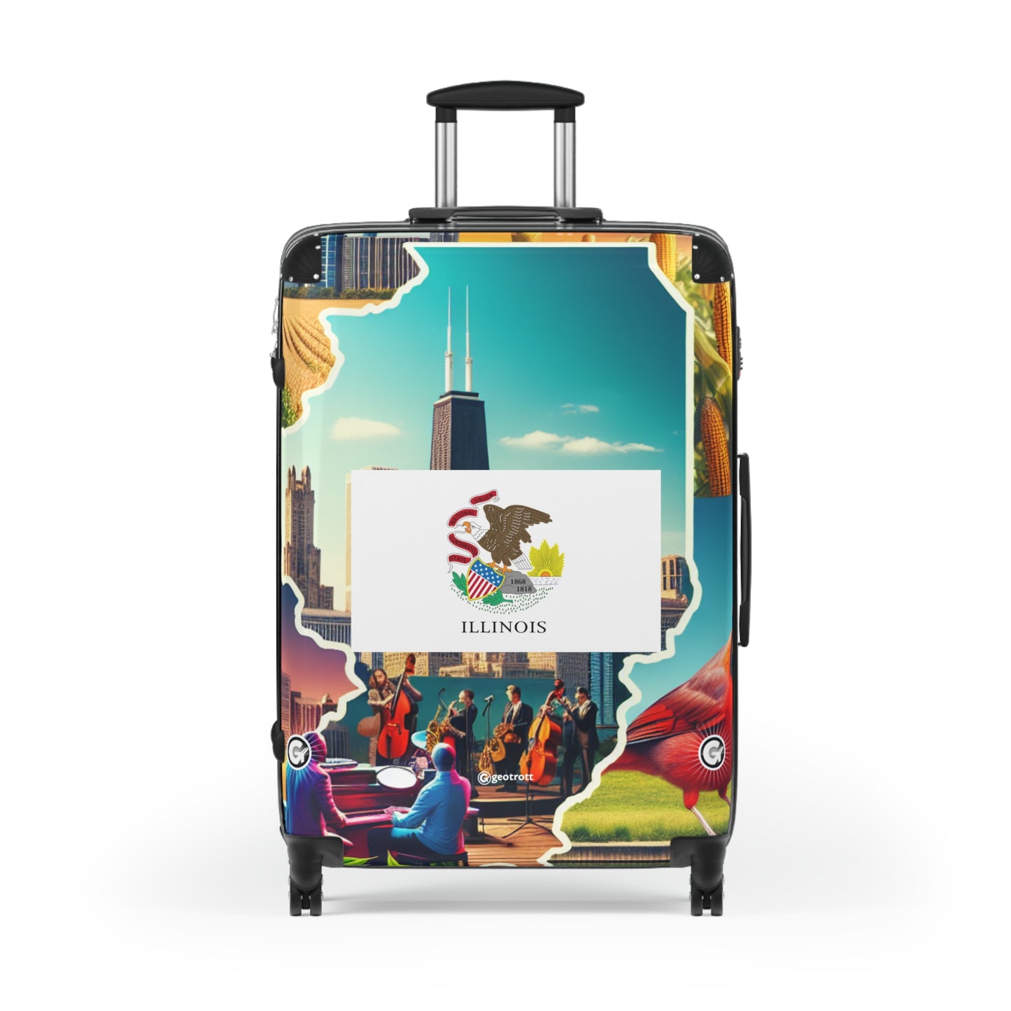 Illinois Usa State Flags Luggage Bag Rolling Suitcase Spinner