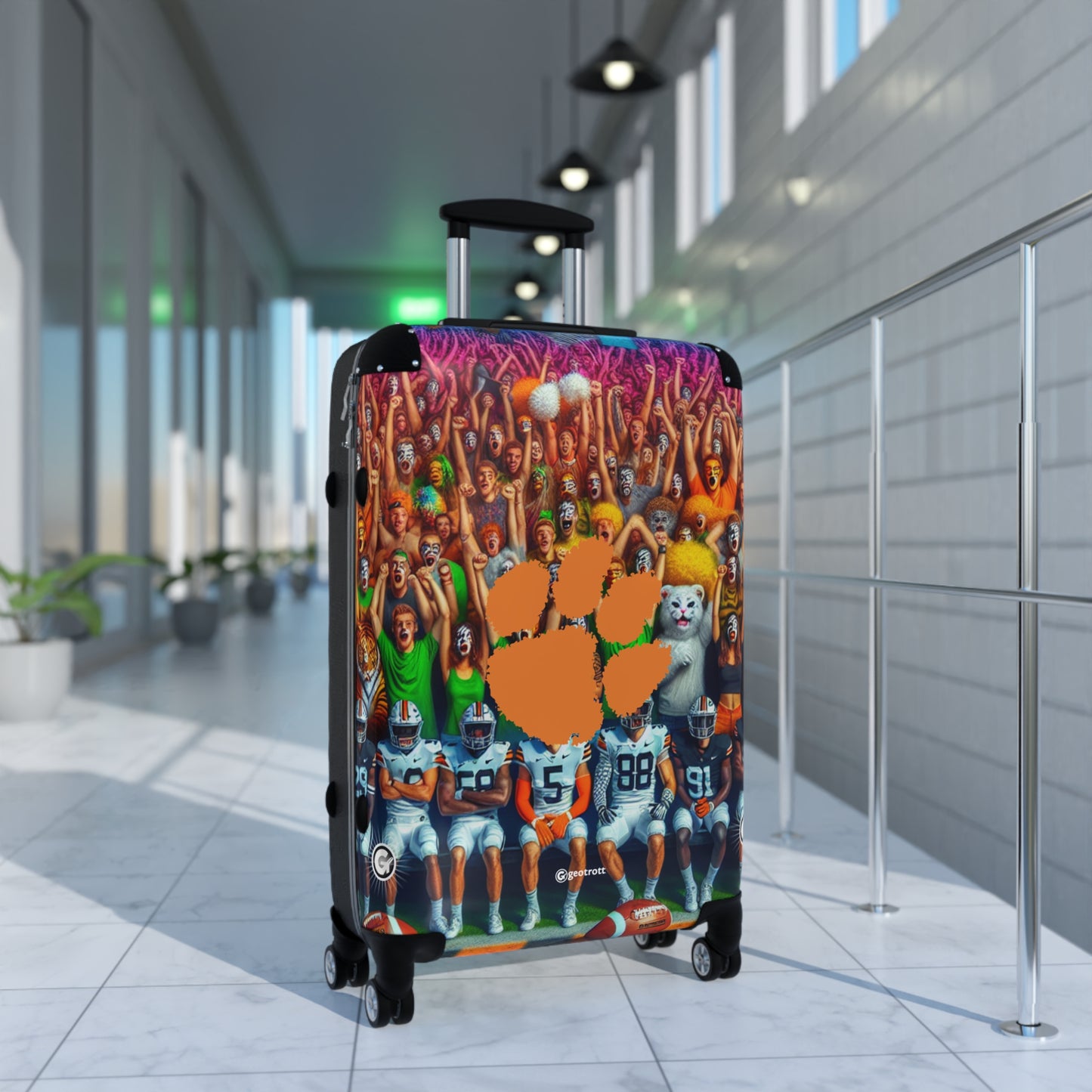Clemson Tigers Football Team University College Teams Luggage Bag Rolling Suitcase Spinner