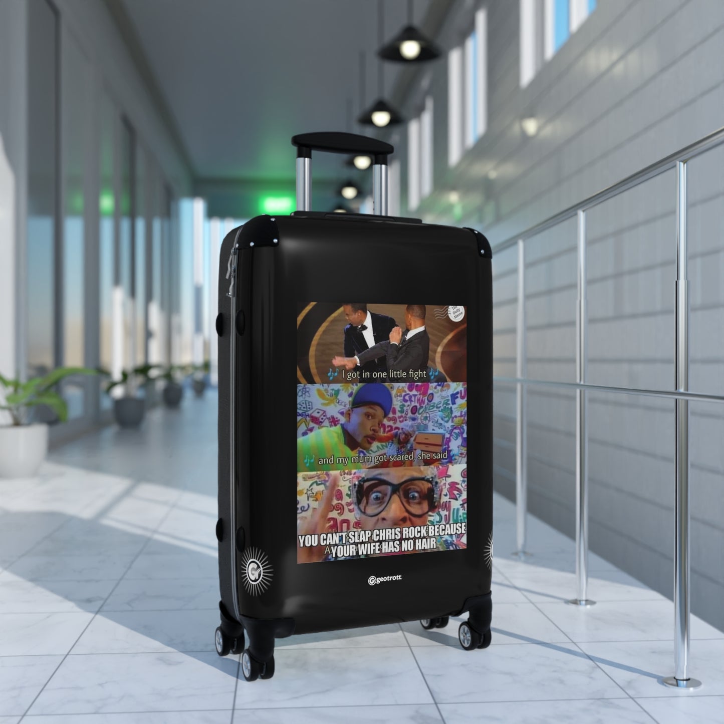 Will Smith Slaps Chris Rock MEME Funny Inspirational Luggage Bag Rolling Suitcase Spinner