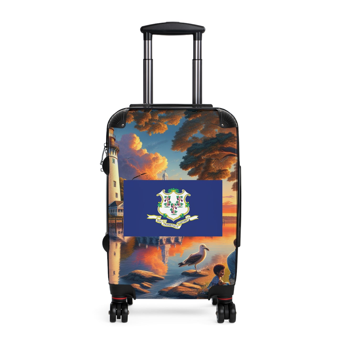 Conneticutt Usa State Flags Luggage Bag Rolling Suitcase Spinner