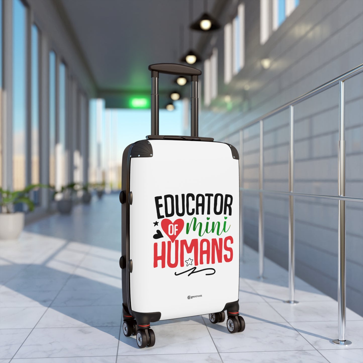 Emotive Inspirational Educator of Mini Humans Teacher Luggage Bag Rolling Suitcase Spinner