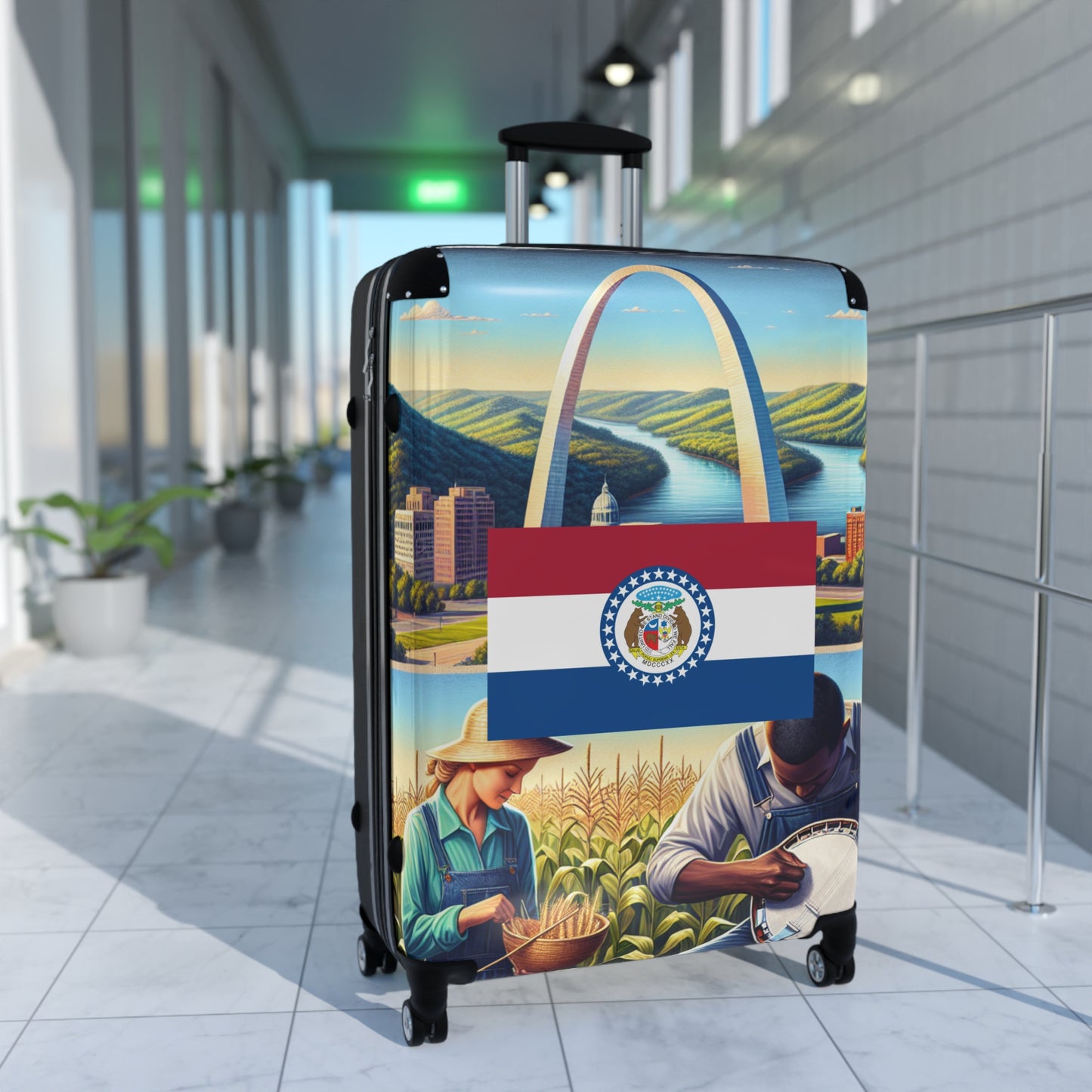 Missouri Usa State Flags Luggage Bag Rolling Suitcase Spinner