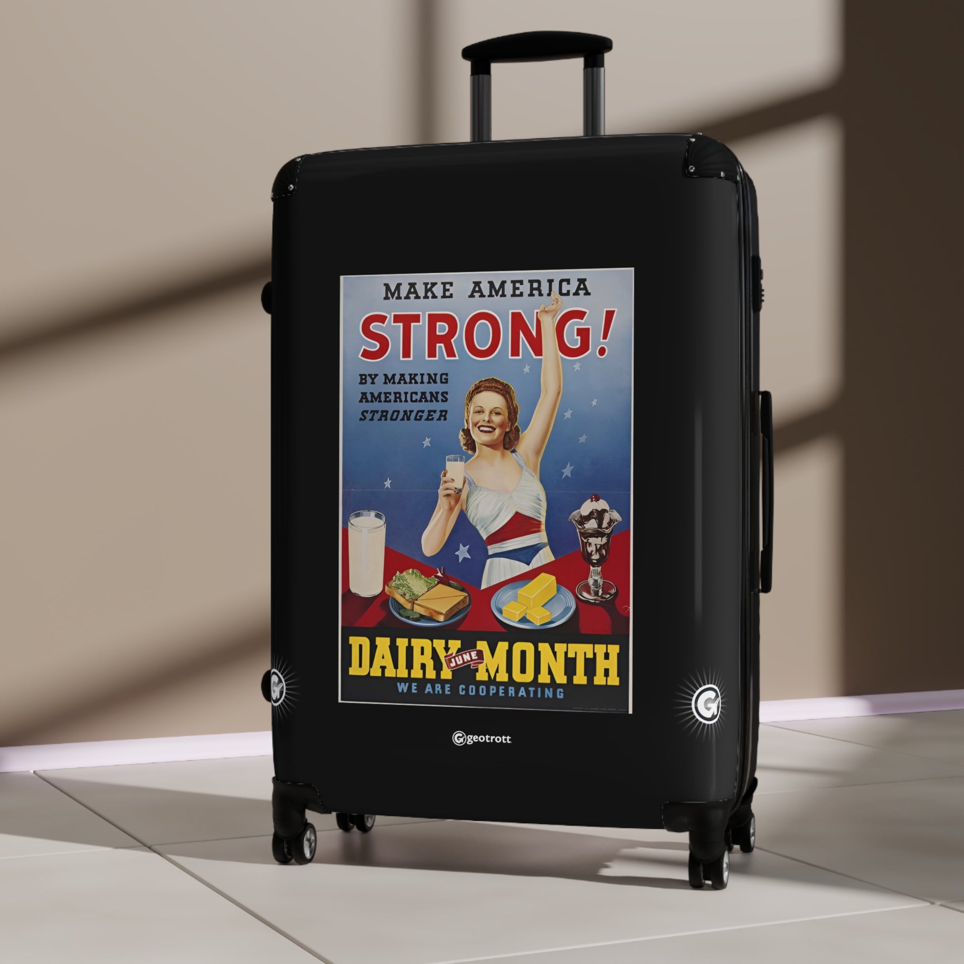 National Dairy Council Make America Strong! By Making Americans Stronger Vintage Posters Retro Ad Luggage Bag Rolling Suitcase Spinner