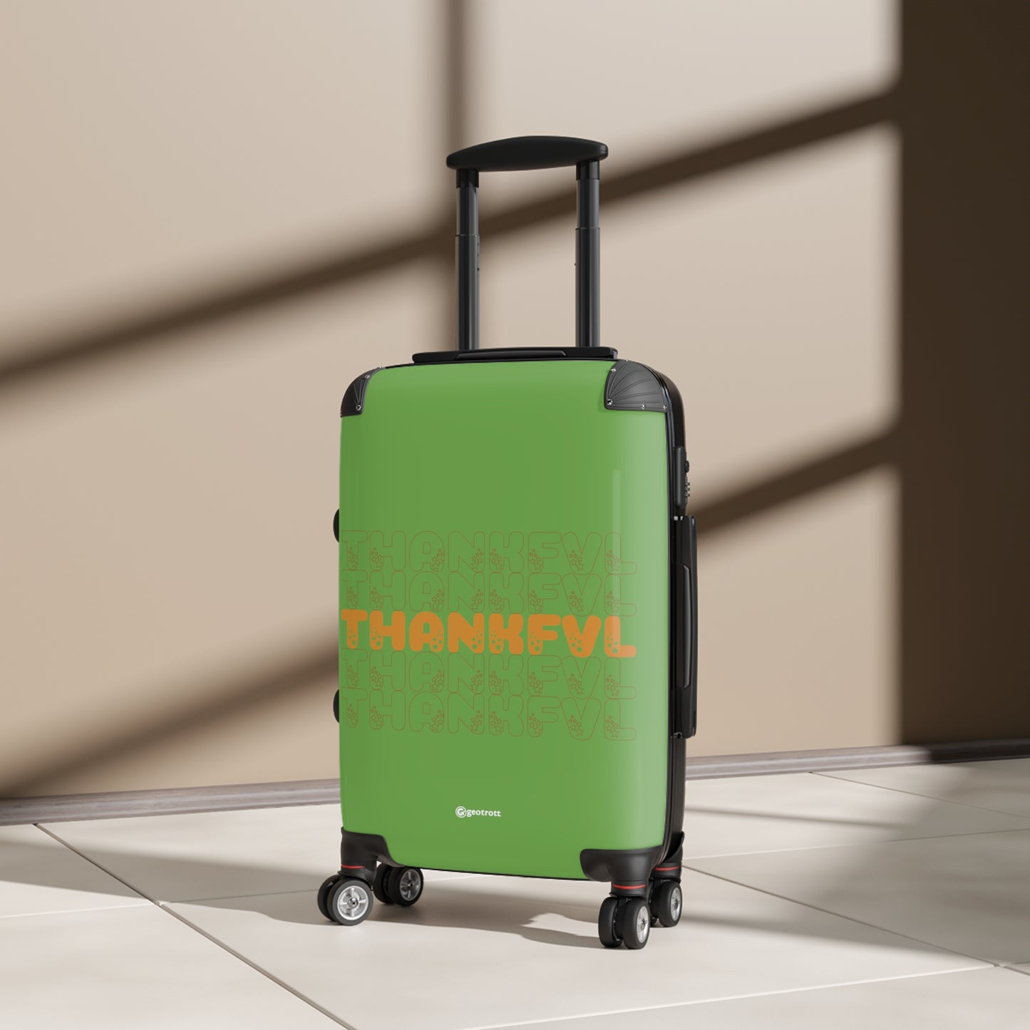Thankful Thanksgiving Season Green Luggage Bag Rolling Suitcase Spinner