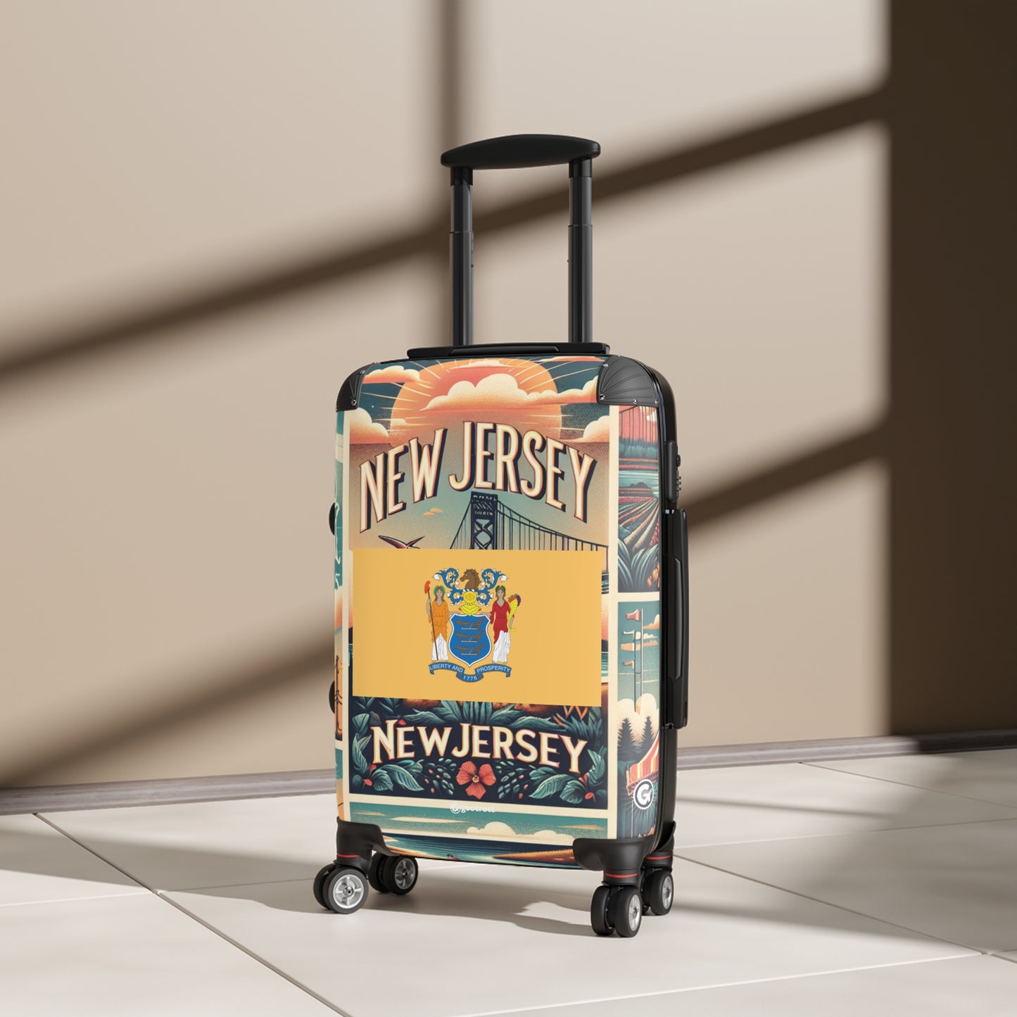 New Jersey Usa State Flags Luggage Bag Rolling Suitcase Spinner