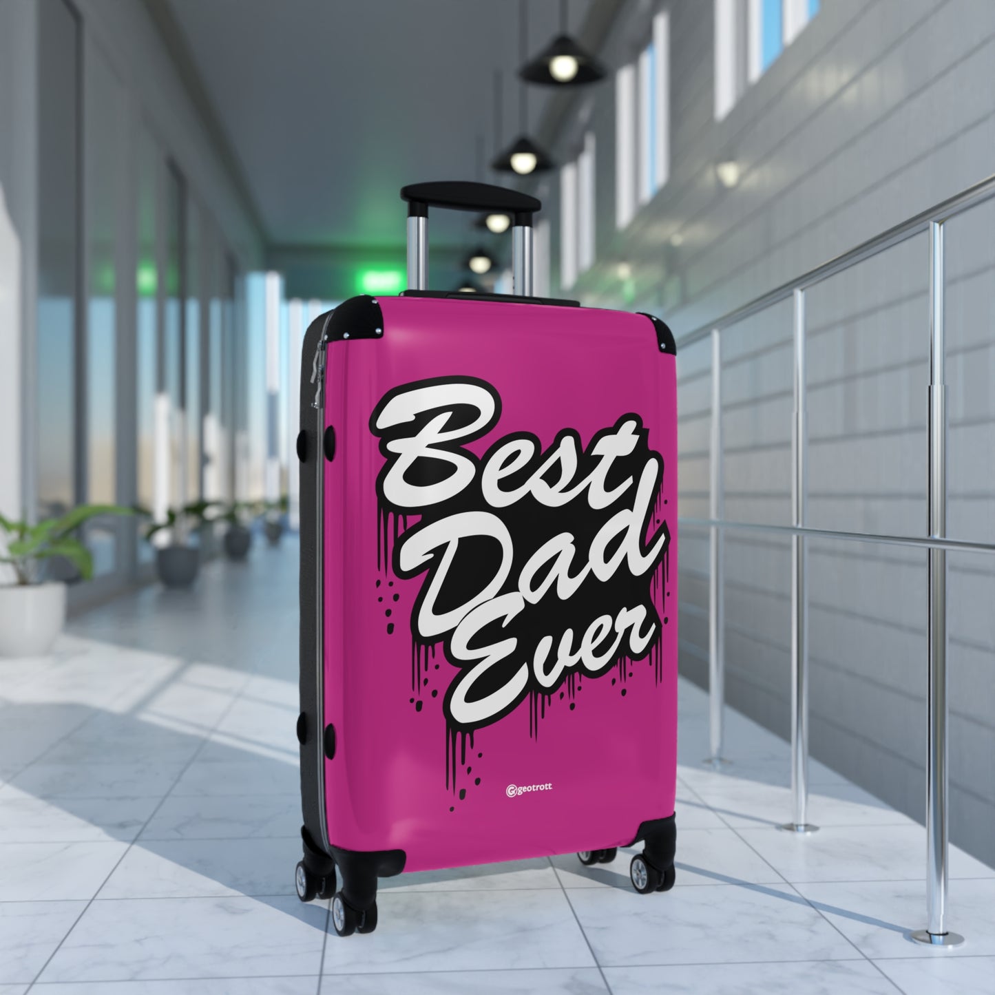 Best Dad Ever Pink Emotive Inspirational Fathers Day Luggage Bag Rolling Suitcase Spinner
