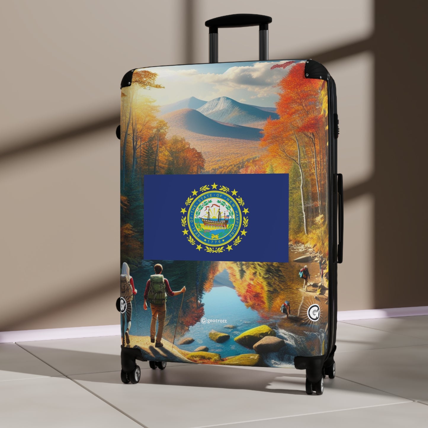 New Hampshire Usa State Flags Luggage Bag Rolling Suitcase Spinner