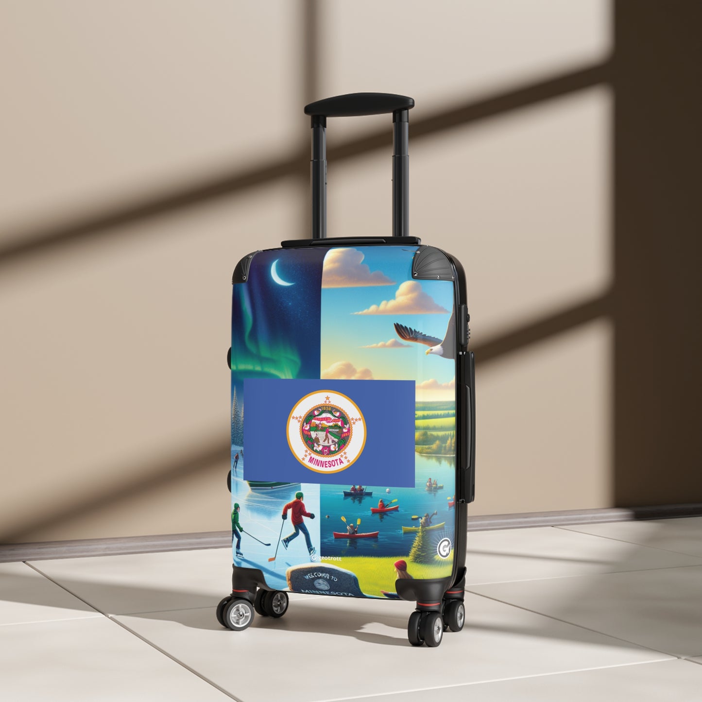 Minnesota Usa State Flags Luggage Bag Rolling Suitcase Spinner