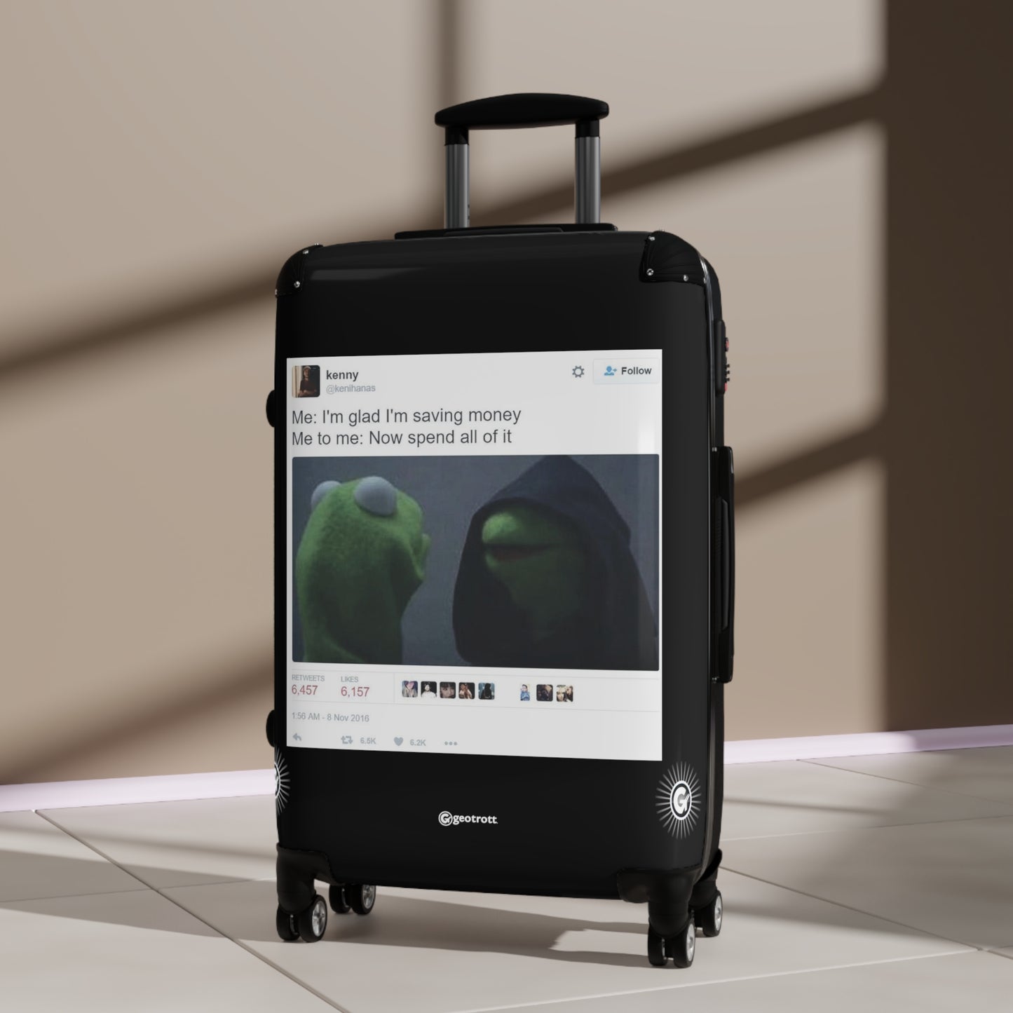 Kermit the Frog Shopping Joke MEME Funny Inspirational Luggage Bag Rolling Suitcase Spinner