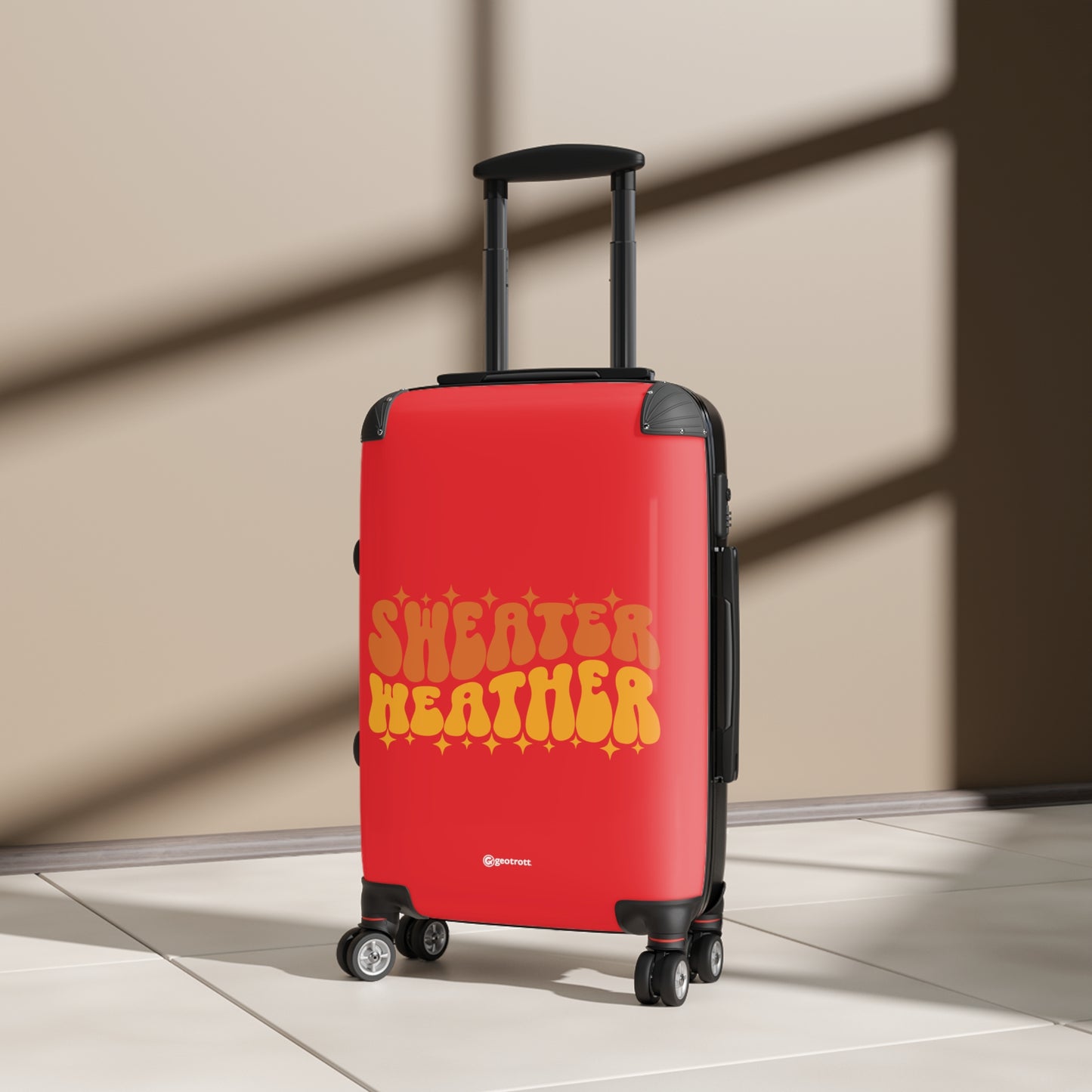 Fall Season Sweater Weather Red Luggage Bag Rolling Suitcase Spinner