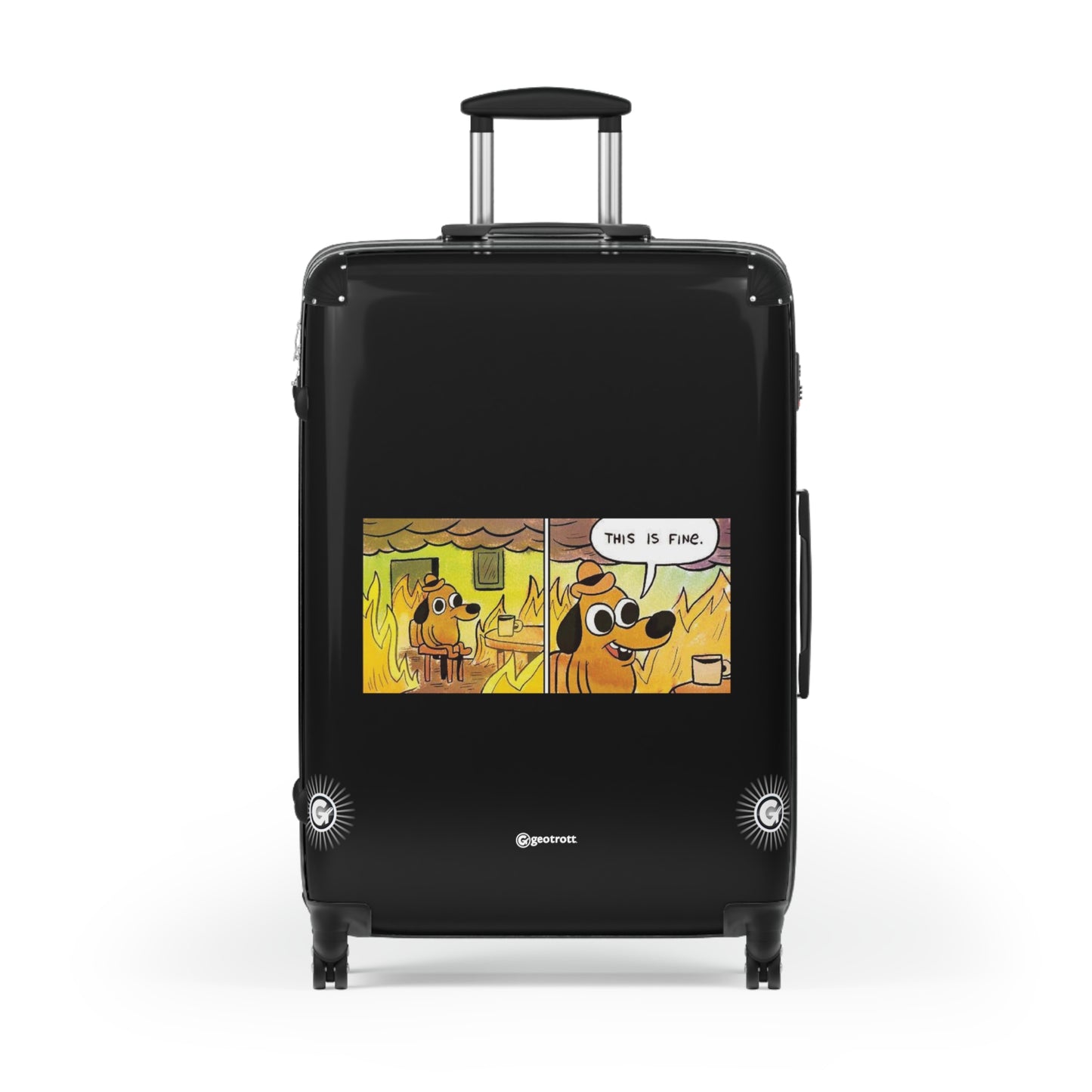 This Is Fine MEME Funny Inspirational Luggage Bag Rolling Suitcase Spinner