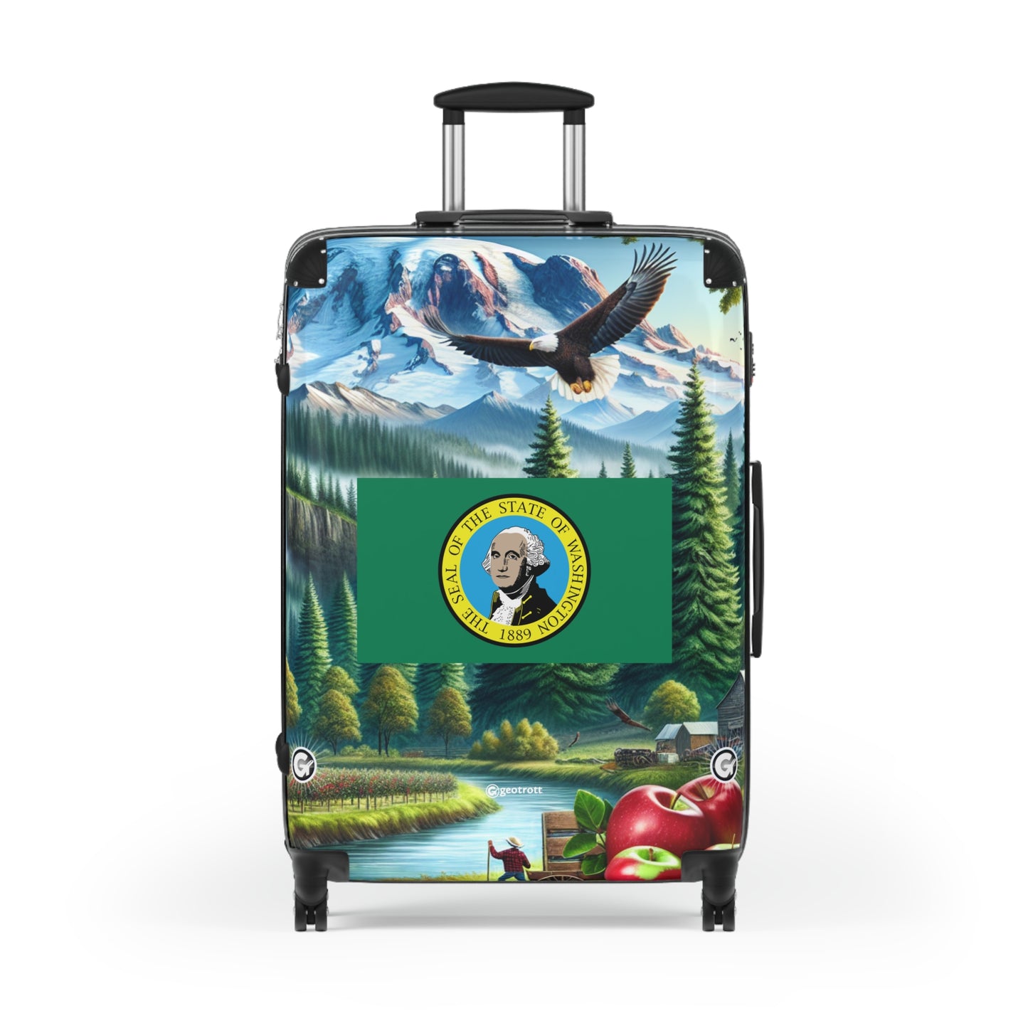 Washington Usa State Flags Luggage Bag Rolling Suitcase Spinner