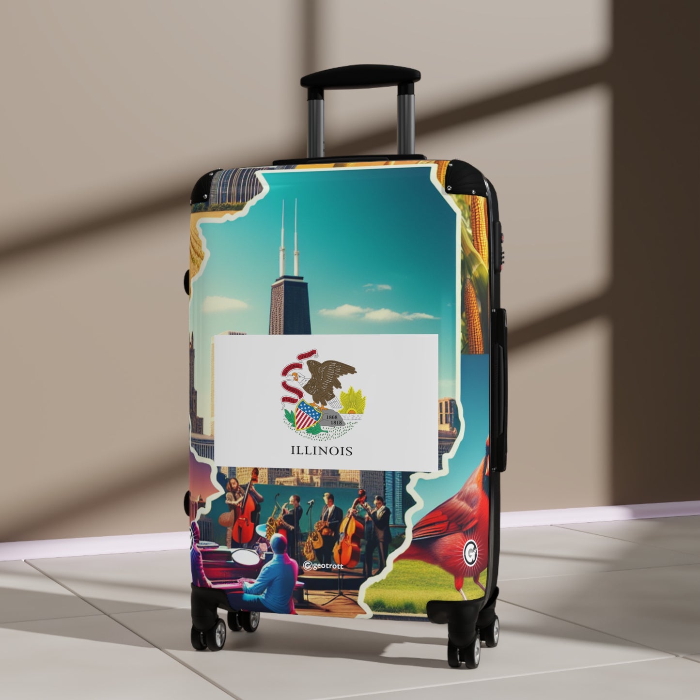 Illinois Usa State Flags Luggage Bag Rolling Suitcase Spinner