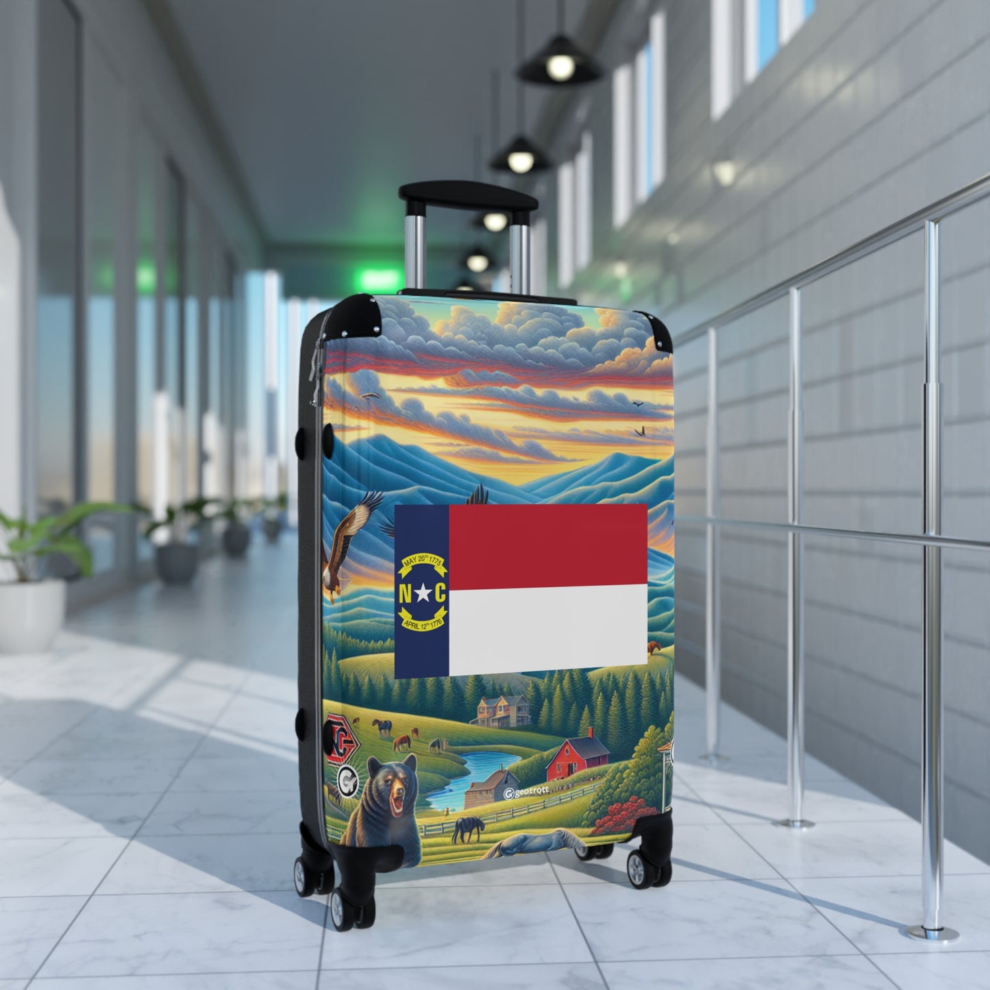 North Carolina Usa State Flags Luggage Bag Rolling Suitcase Spinner