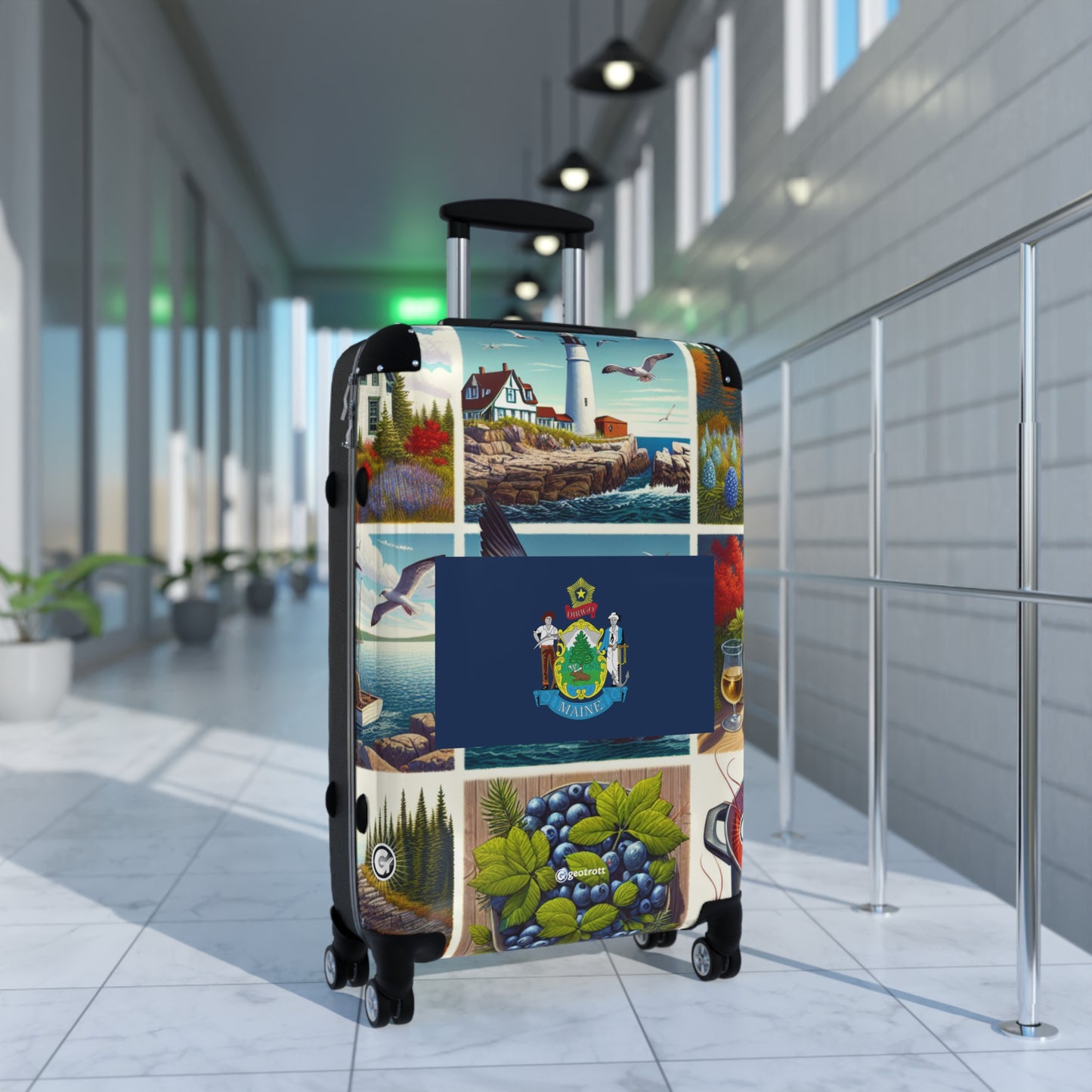 Maine Usa State Flags Luggage Bag Rolling Suitcase Spinner