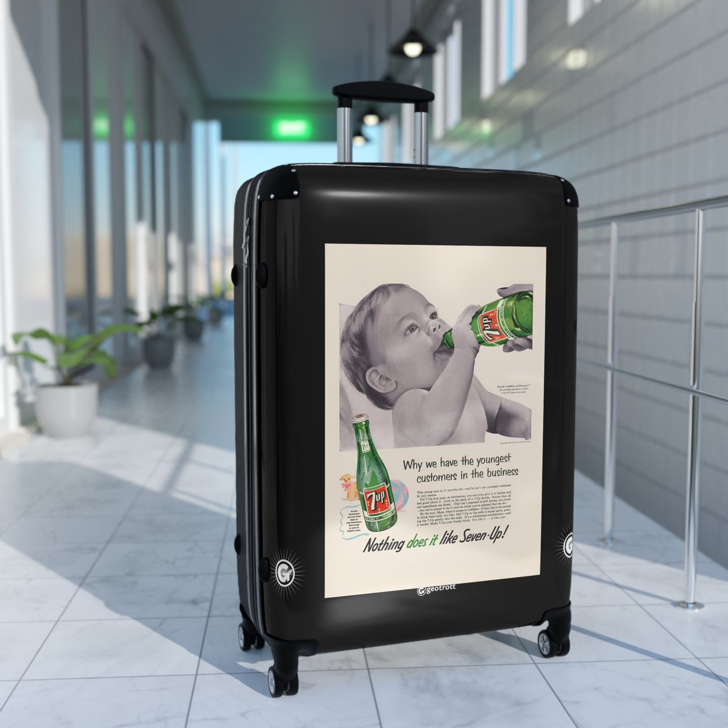 Nothing Does It Like Sevenup 7Up Soda Drink Vintage Posters Retro Ad Luggage Bag Rolling Suitcase Spinner
