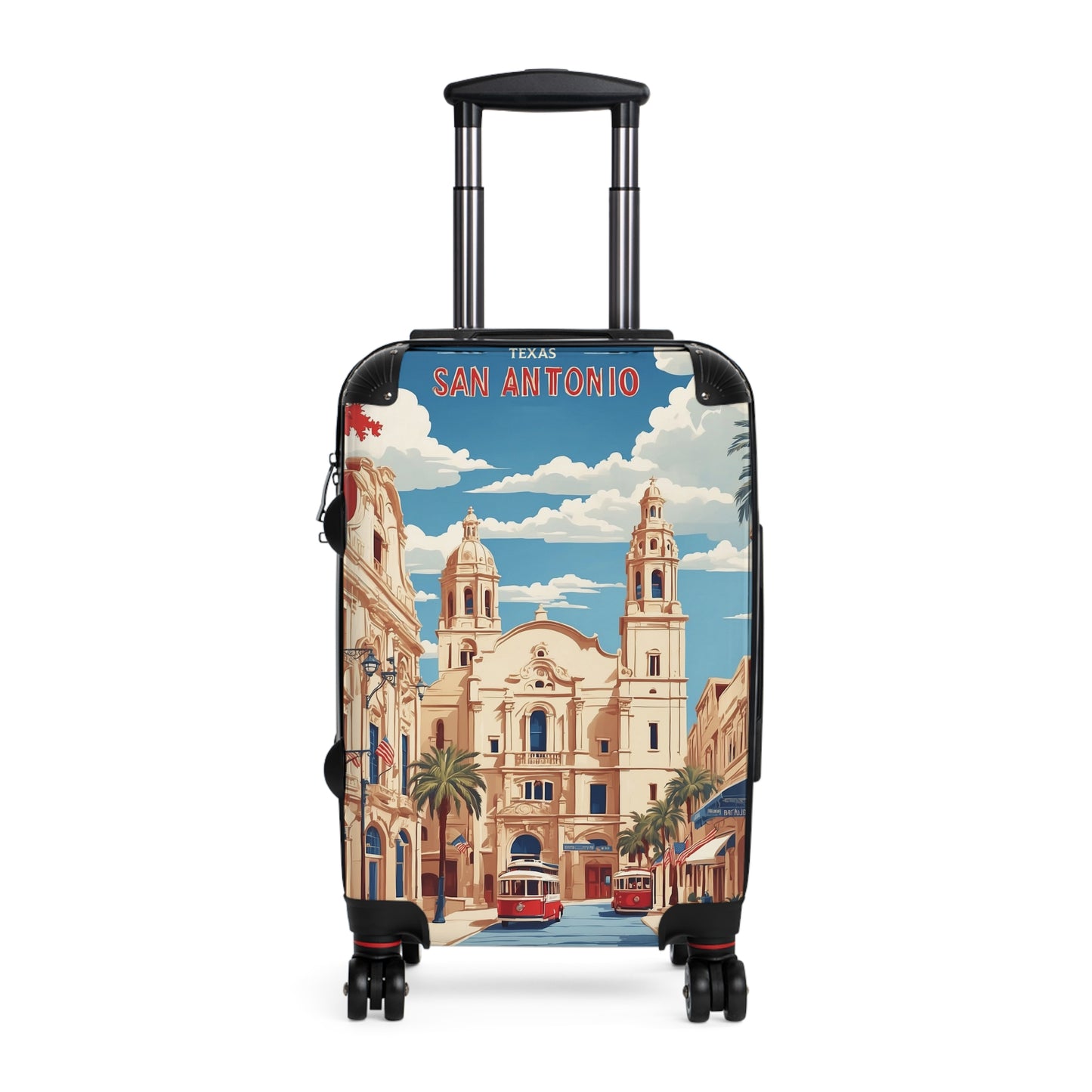 San Antonio: Heart Of Texas Vintage Travel Poster Art, Historic San Fernando Cathedral Scene Vintage Travel Poster
