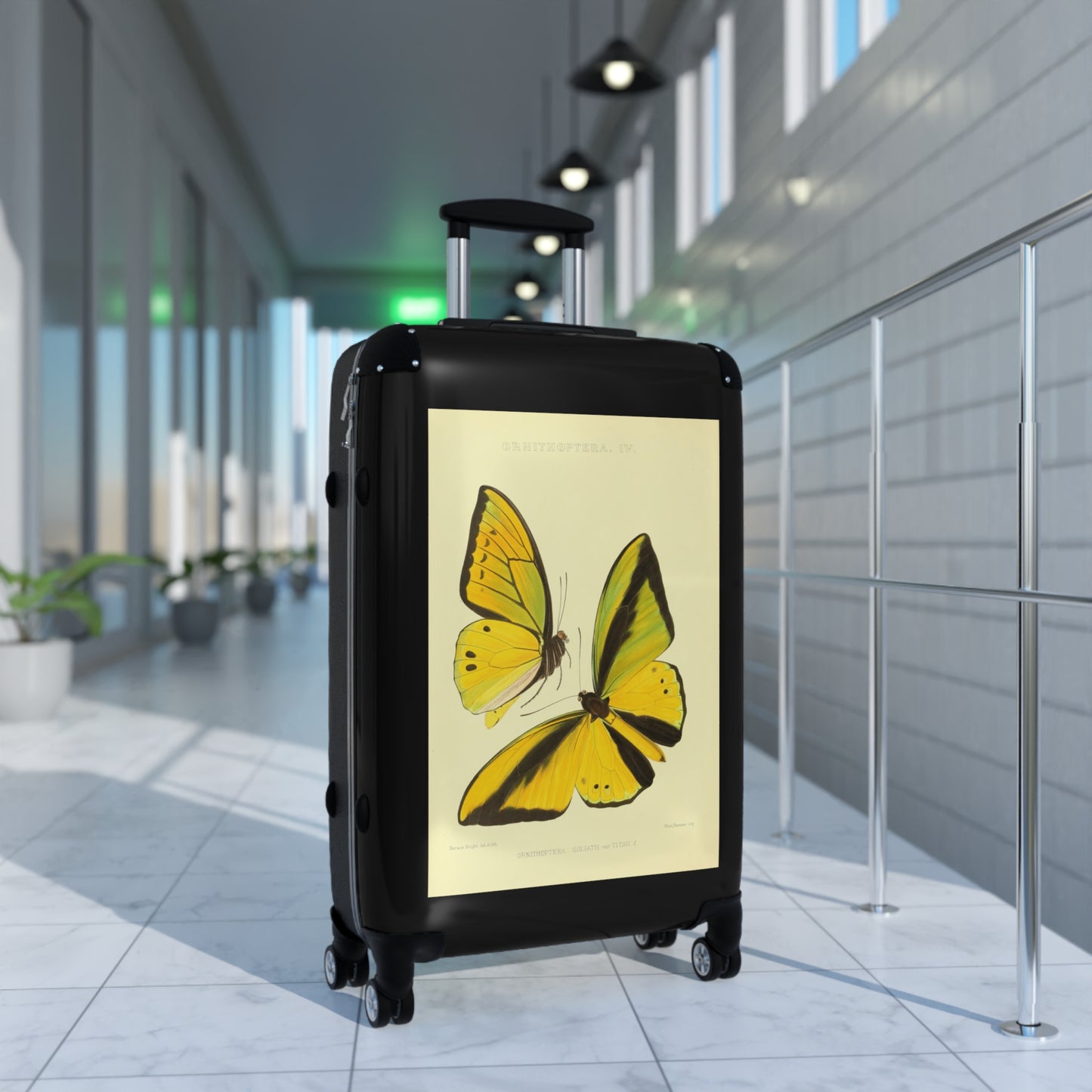 Yellow Butterfly Ornithoptera Goliath var Titan Black Cabin Suitcase