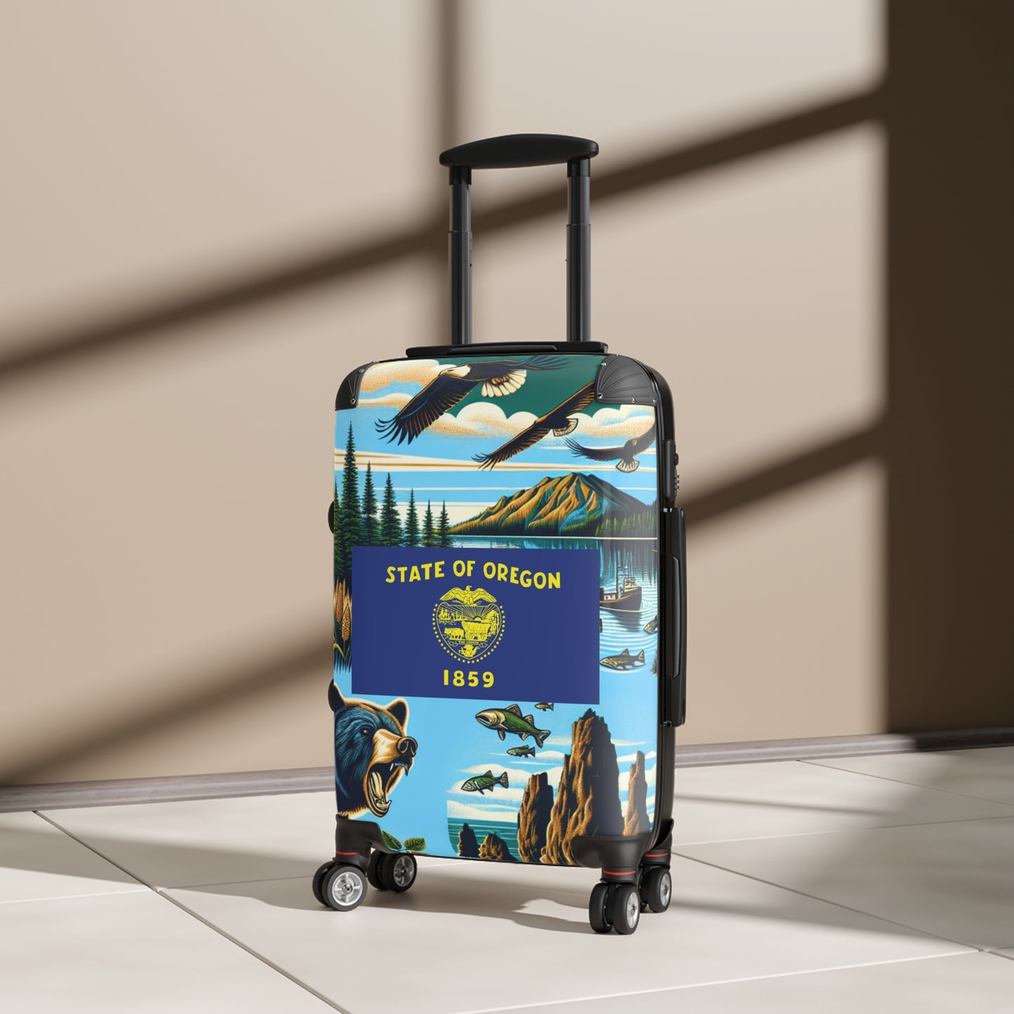 Oregon USA STATE FLAGS Luggage Bag Rolling Suitcase Spinner