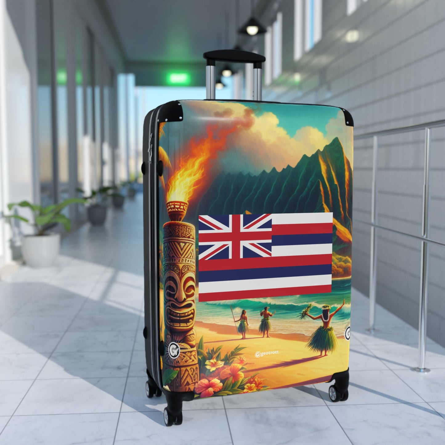 Hawaii Usa State Flags Luggage Bag Rolling Suitcase Spinner