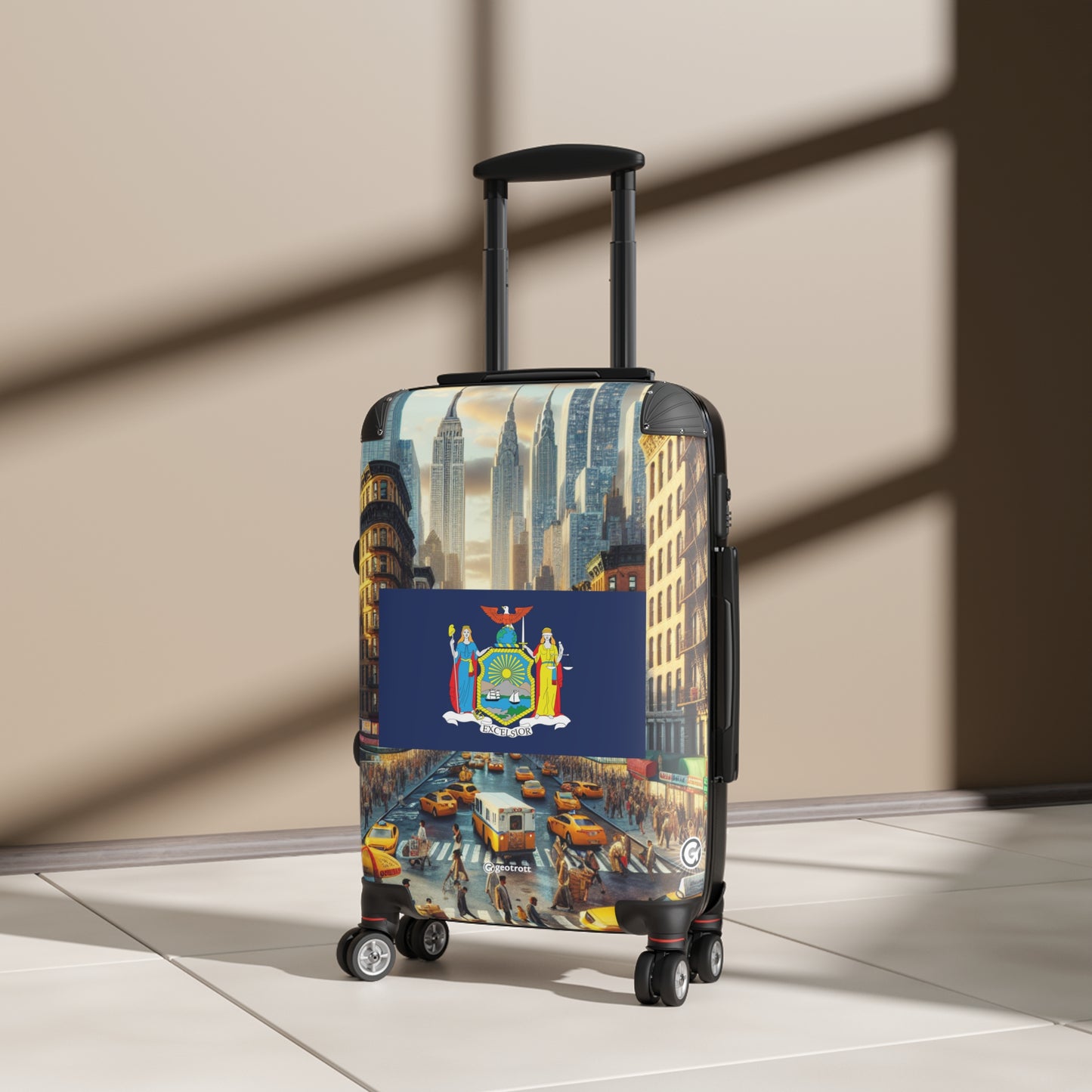 New York USA STATE FLAGS Luggage Bag Rolling Suitcase Spinner