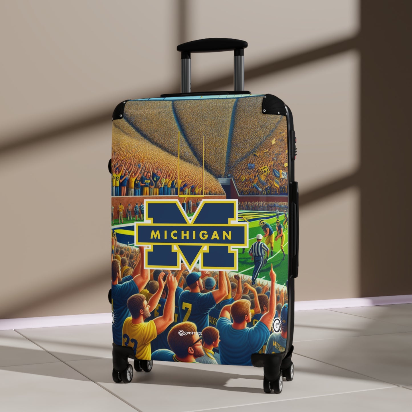 Michigan University Wolverines Football Team Luggage Bag Rolling Suitcase Spinner