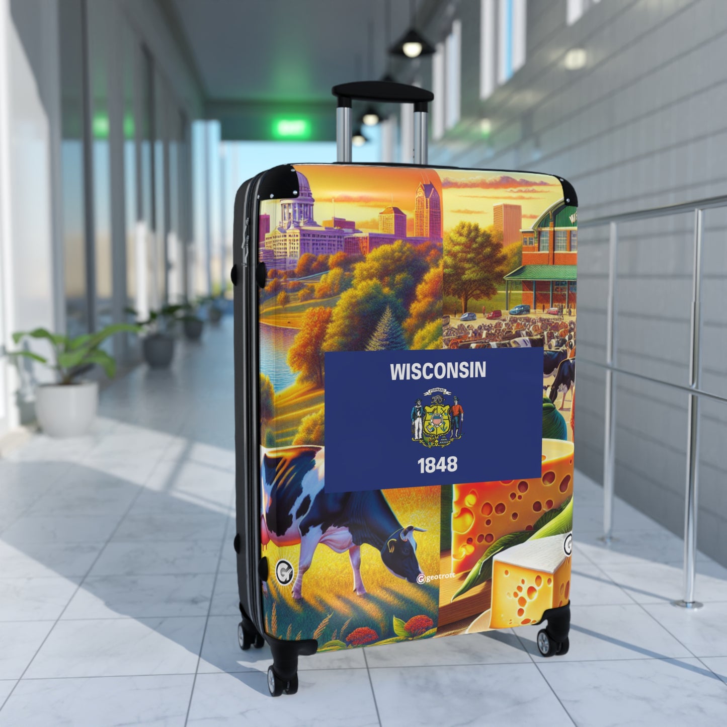 Wisconsin USA STATE FLAGS Luggage Bag Rolling Suitcase Spinner